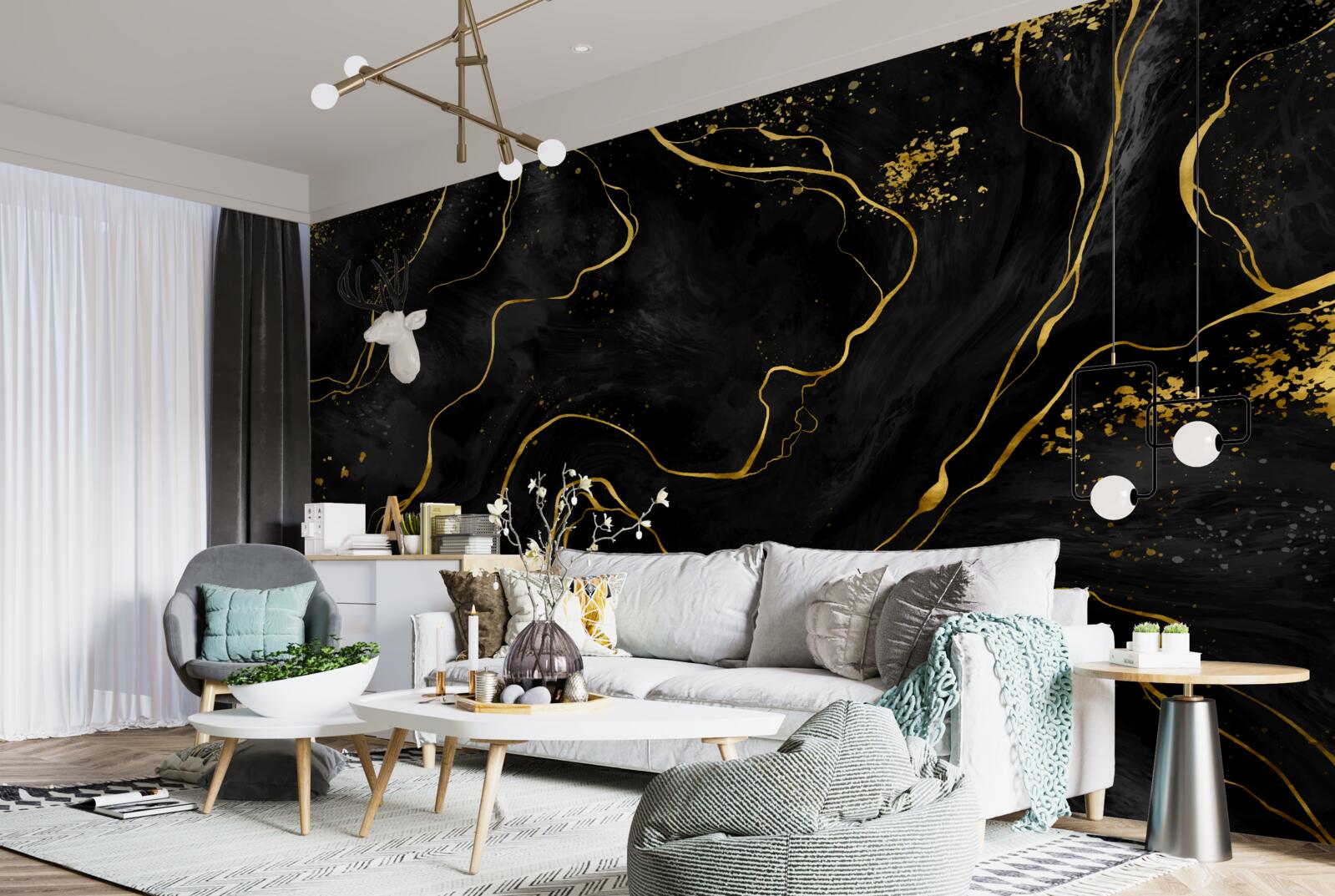 Fototapeta marmurowe tło w odcieniach czerni i złota