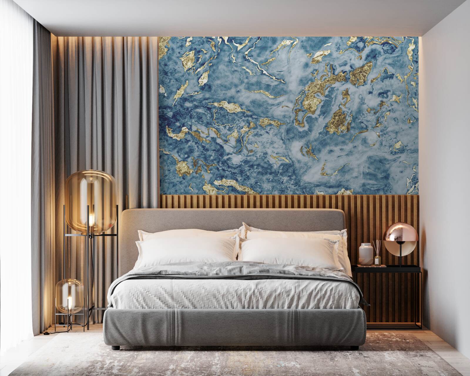 Fototapeta niebieski marmur ze złotymi żyłkami