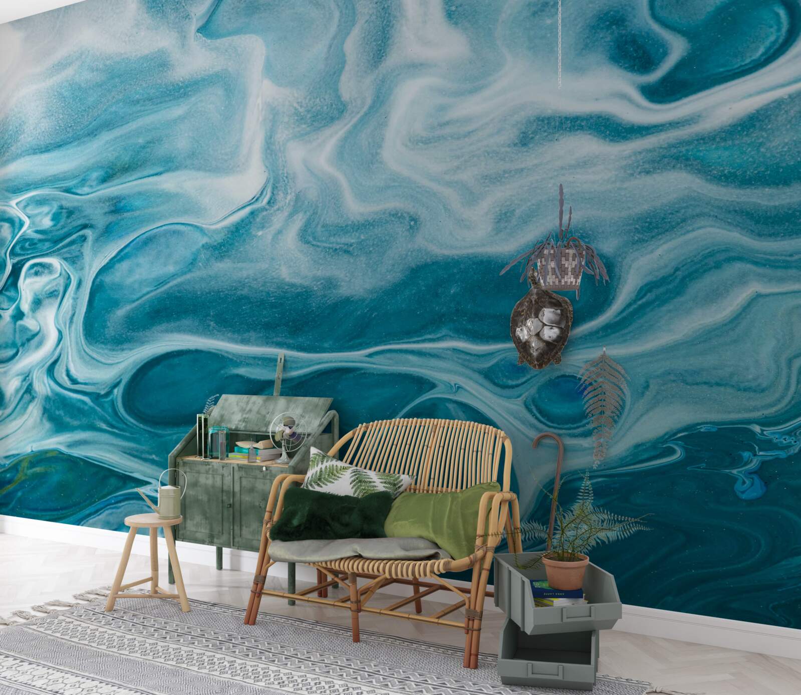 Fototapeta subtelny turkusowy odcień marmuru