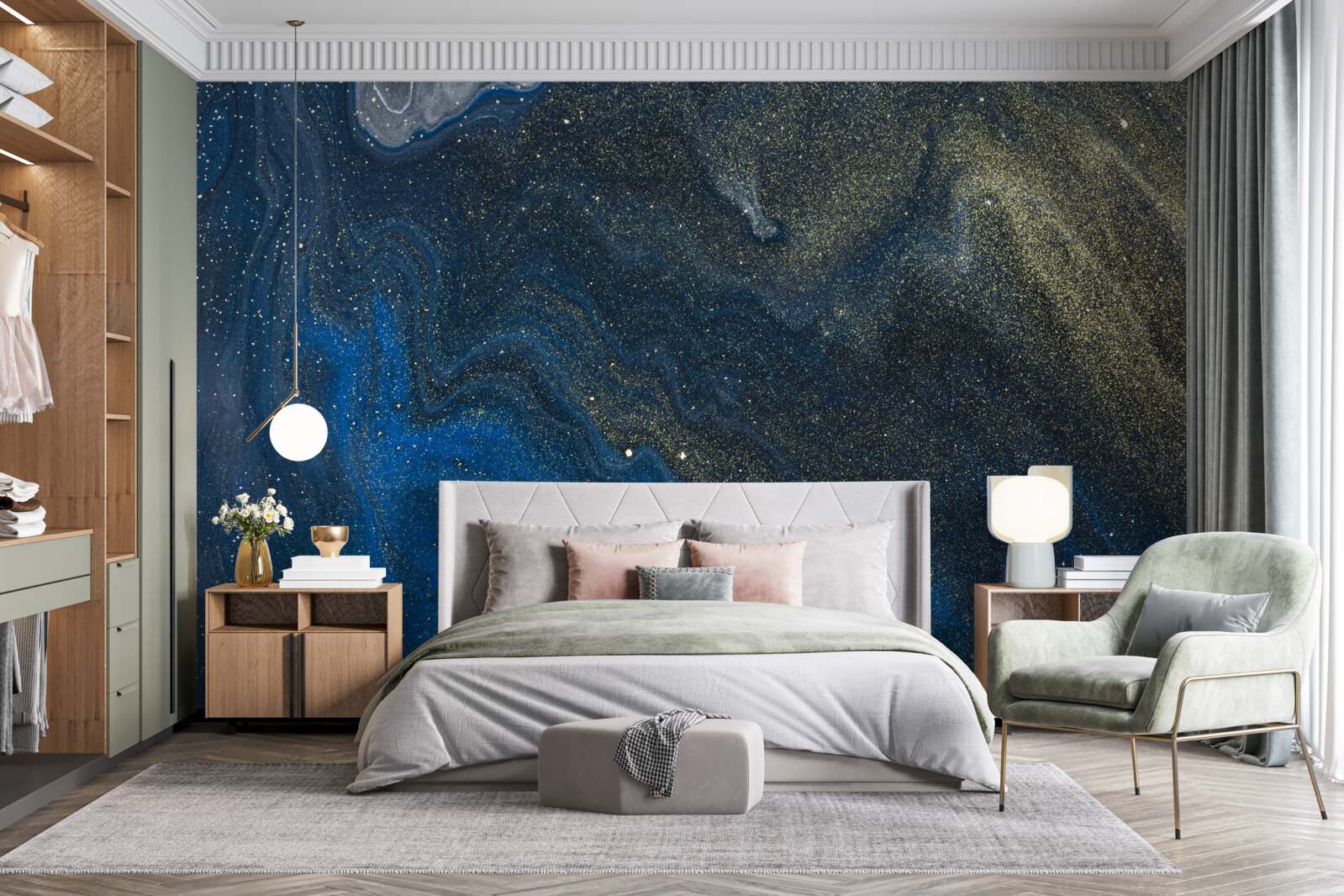 Fototapeta niebiesko-złoty pył