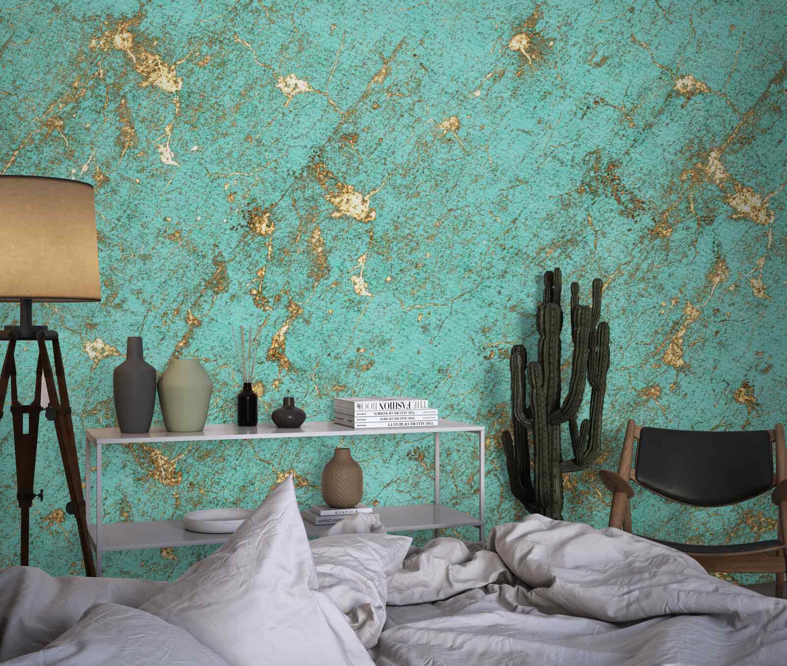 Fototapeta złoty szmaragd w marmurze