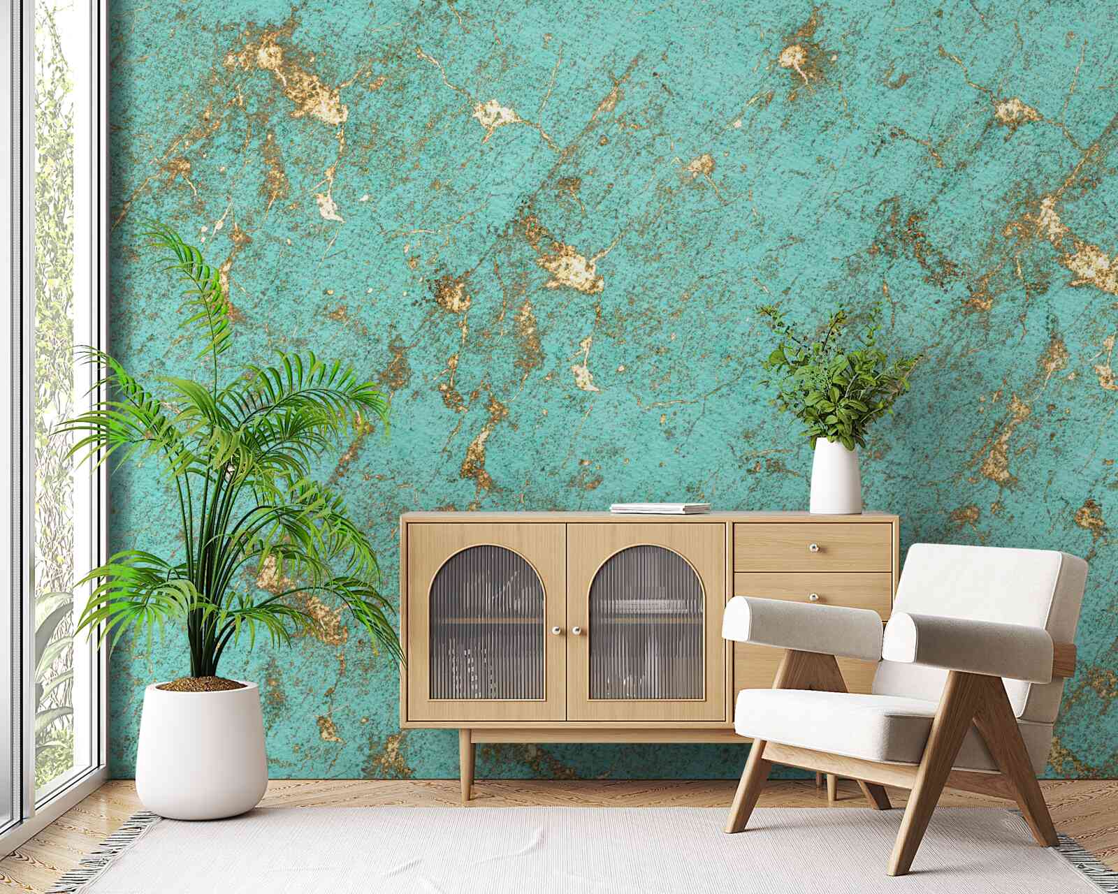 Fototapeta złoty szmaragd w marmurze