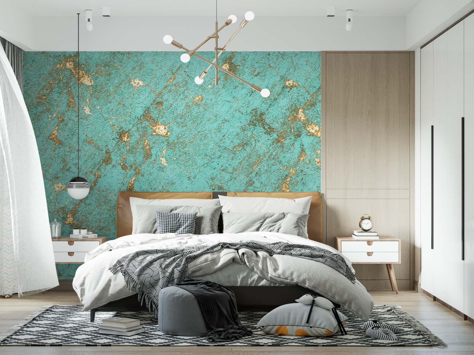 Fototapeta złoty szmaragd w marmurze