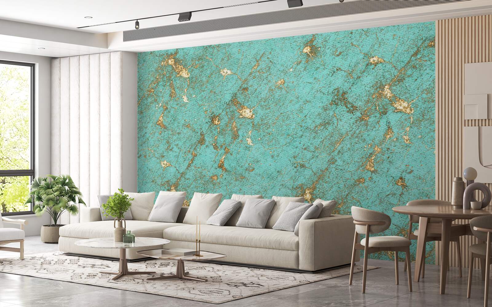 Fototapeta złoty szmaragd w marmurze