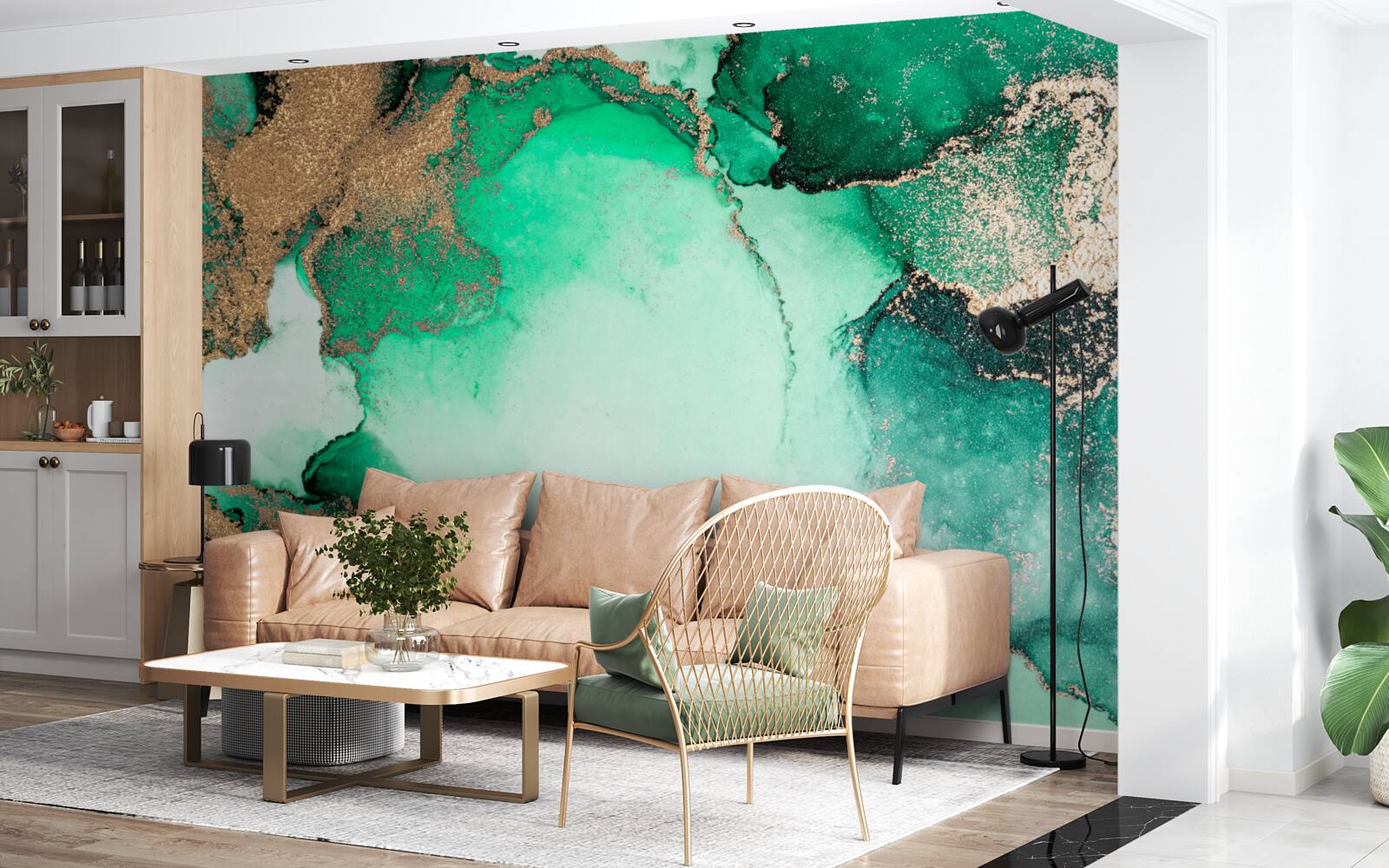 Fototapeta złoty zielony streszczenie tło