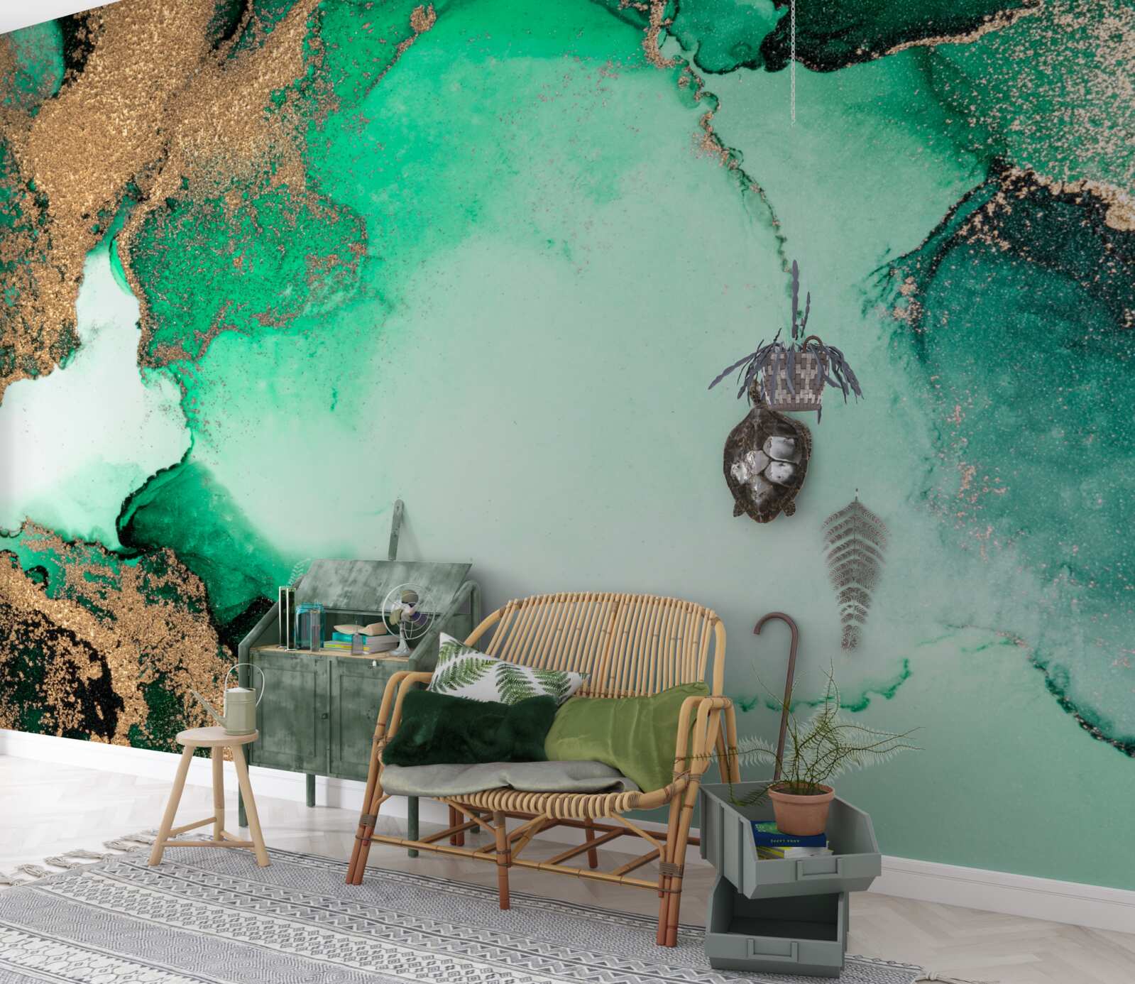 Fototapeta złoty zielony streszczenie tło