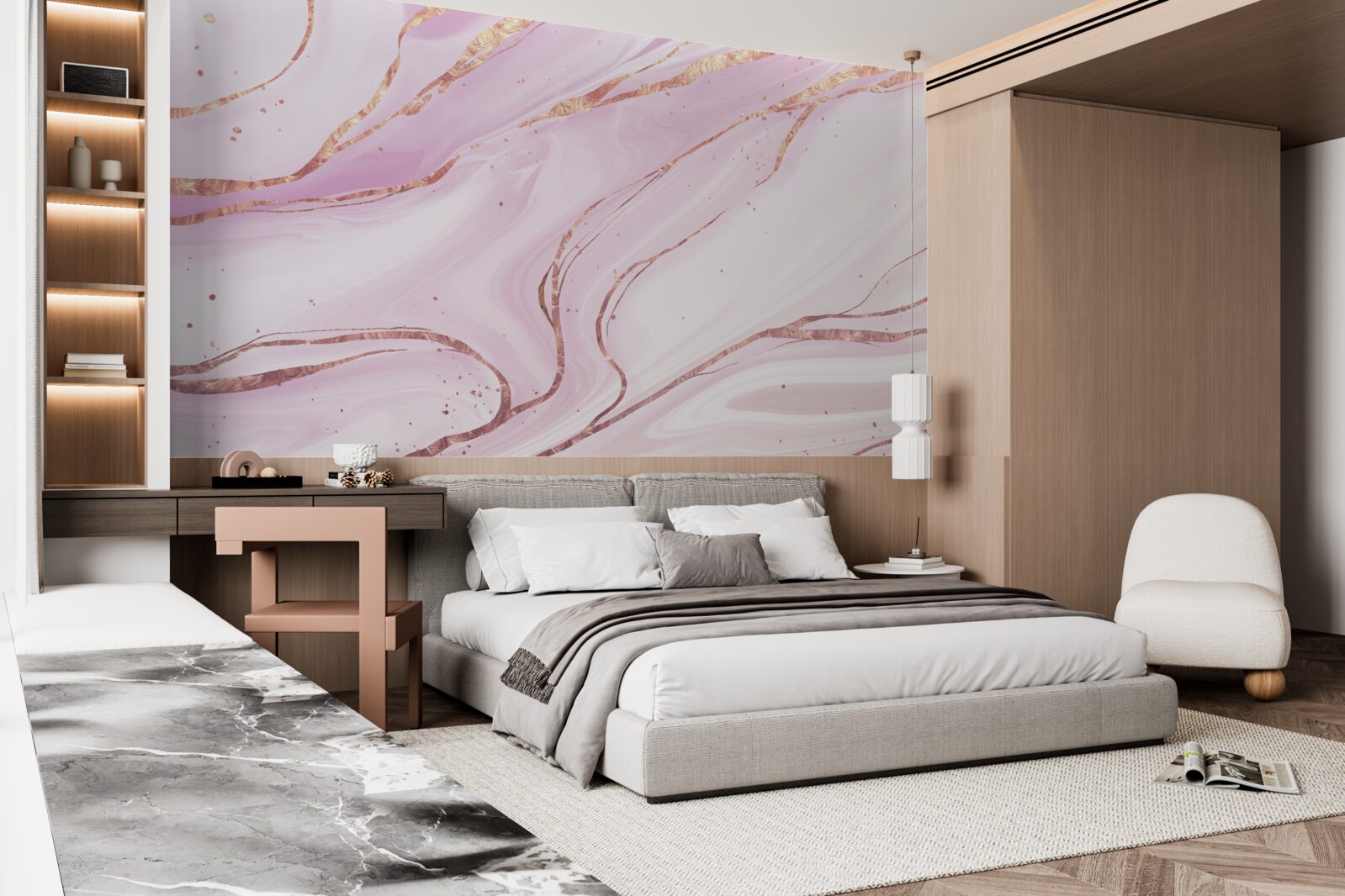 Fototapeta marmur w różowym przykurzonym odcieniu