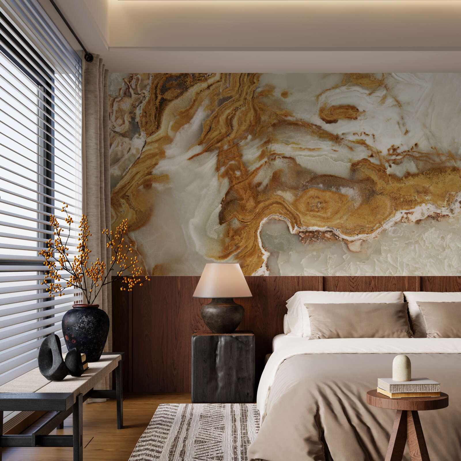 Fototapeta biały marmur z brązowymi żyłkami