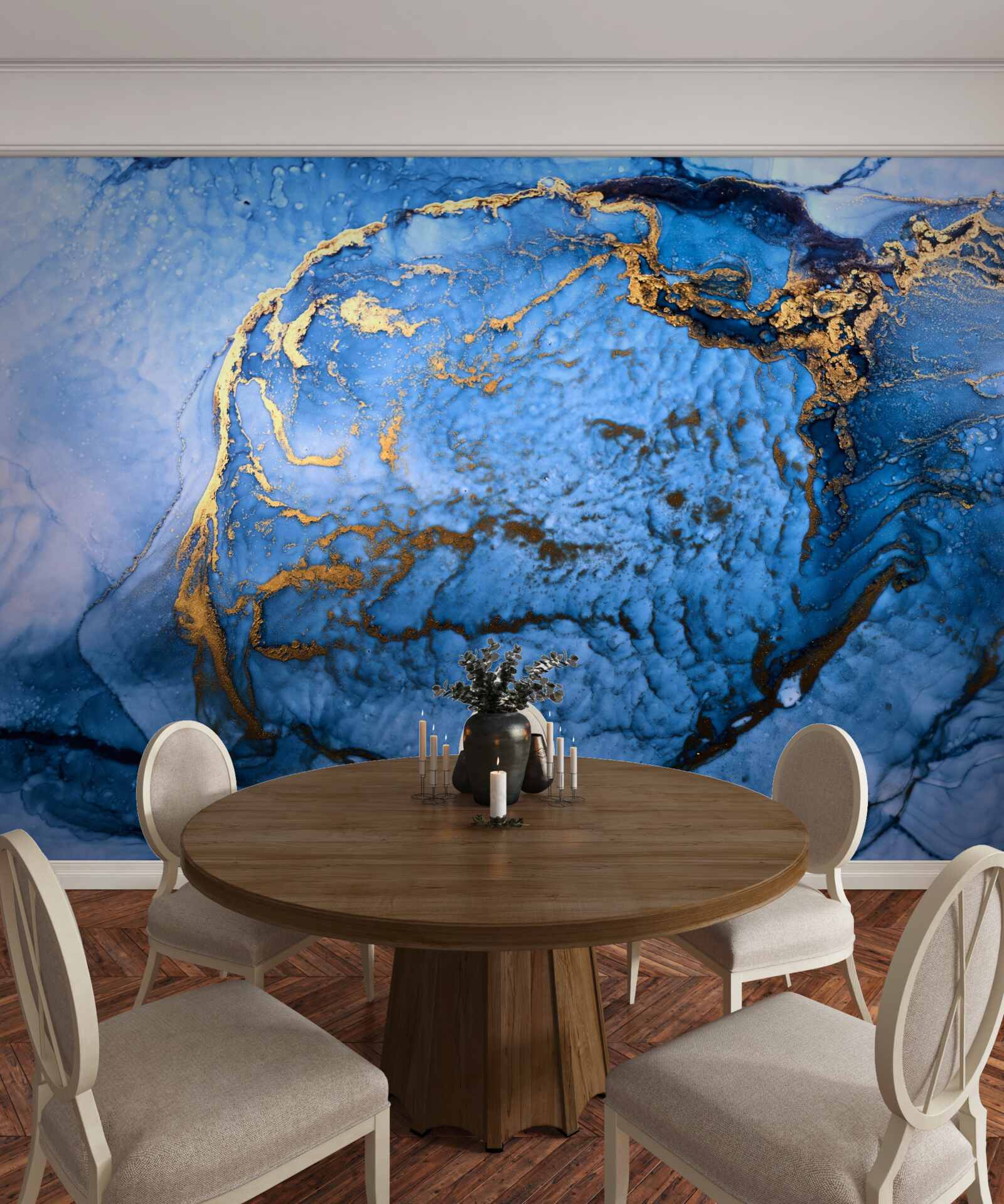 Fototapeta złote plamy na błękitnym morzu