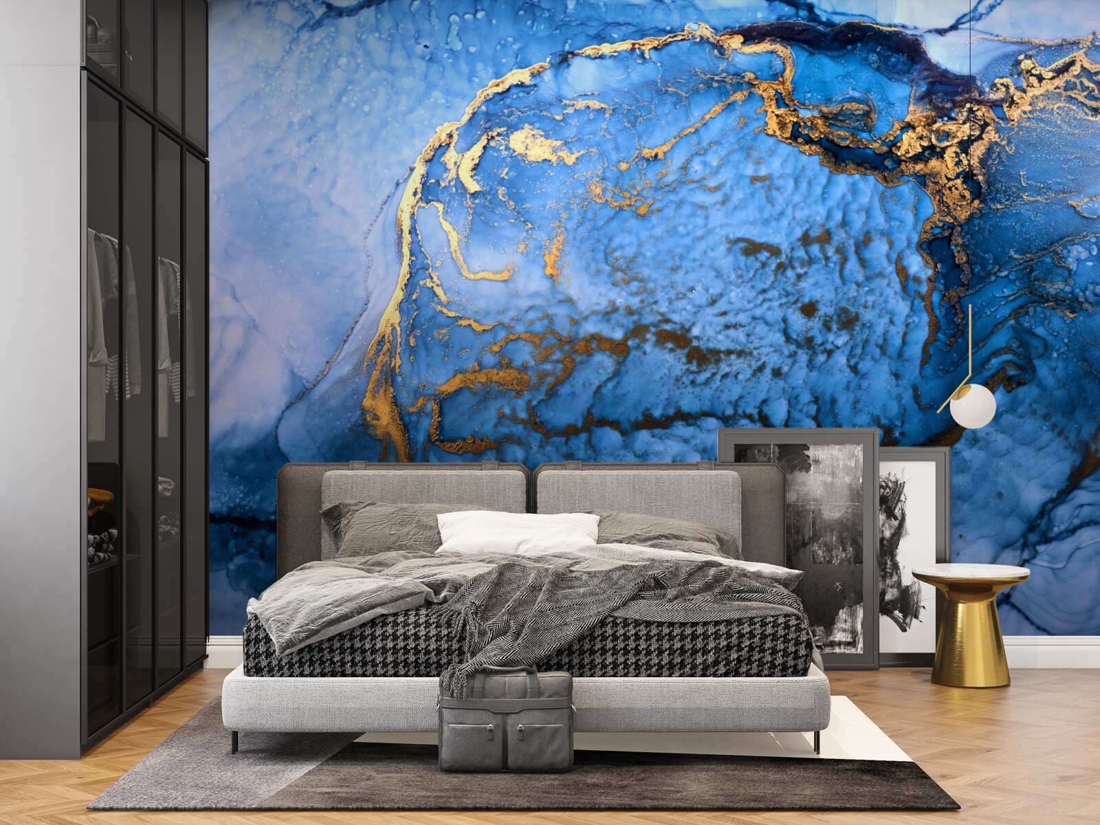 Fototapeta złote plamy na błękitnym morzu