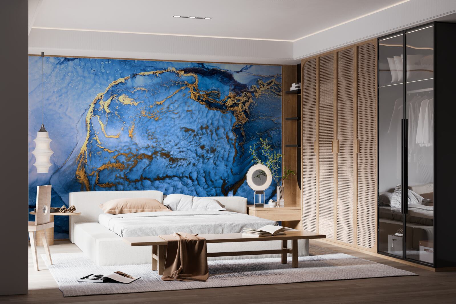 Fototapeta złote plamy na błękitnym morzu