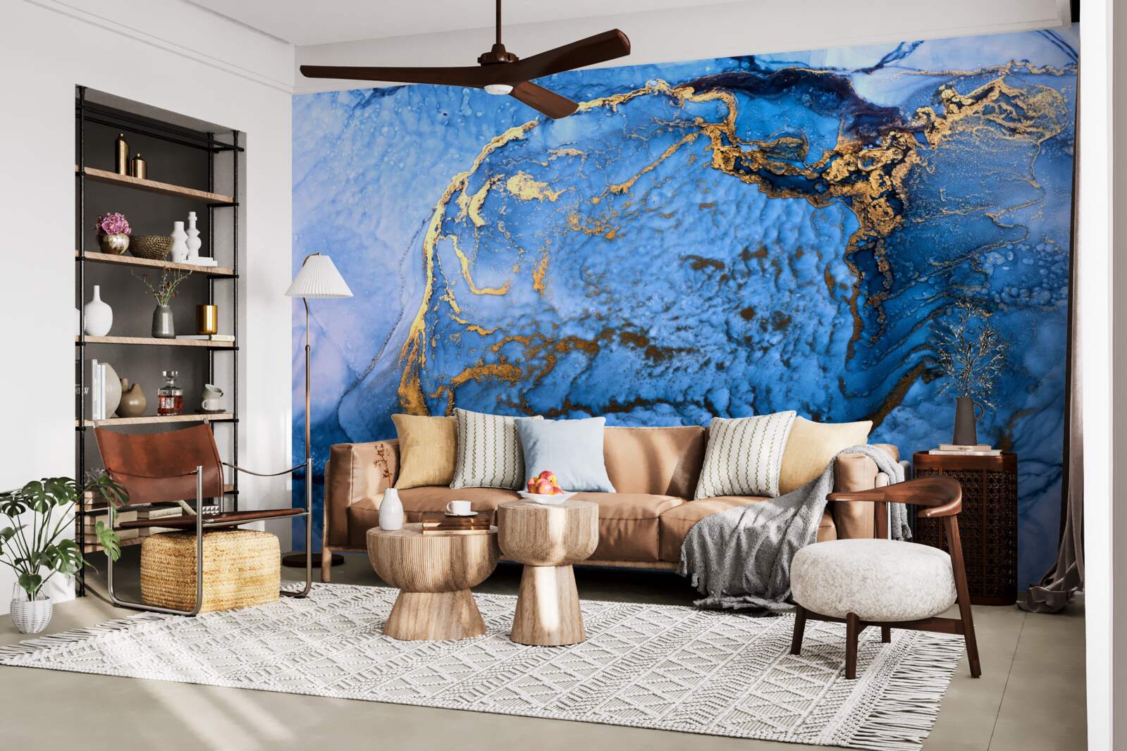 Fototapeta złote plamy na błękitnym morzu