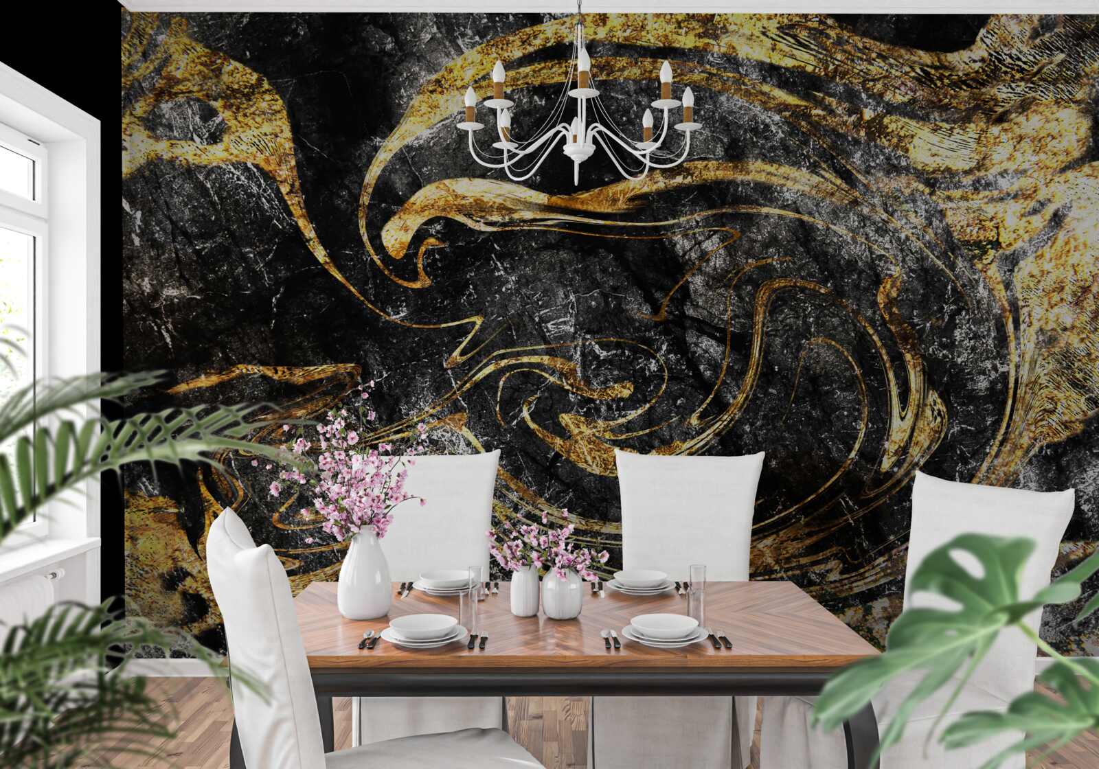 Fototapeta tekstura marmuru z czarnego złota o doskonałej jakości