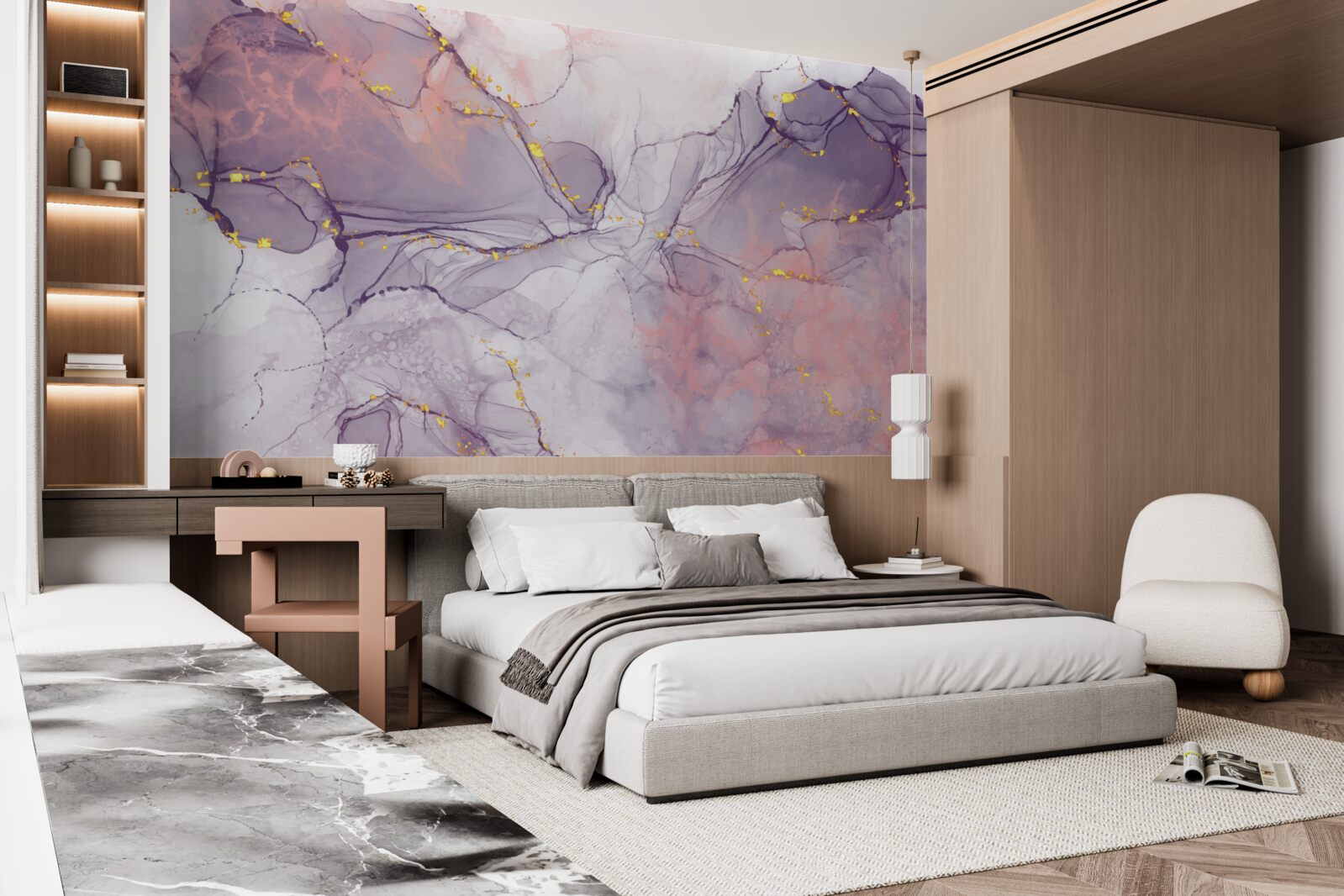 Fototapeta marmurowe tło w odcieniach różu i bzu