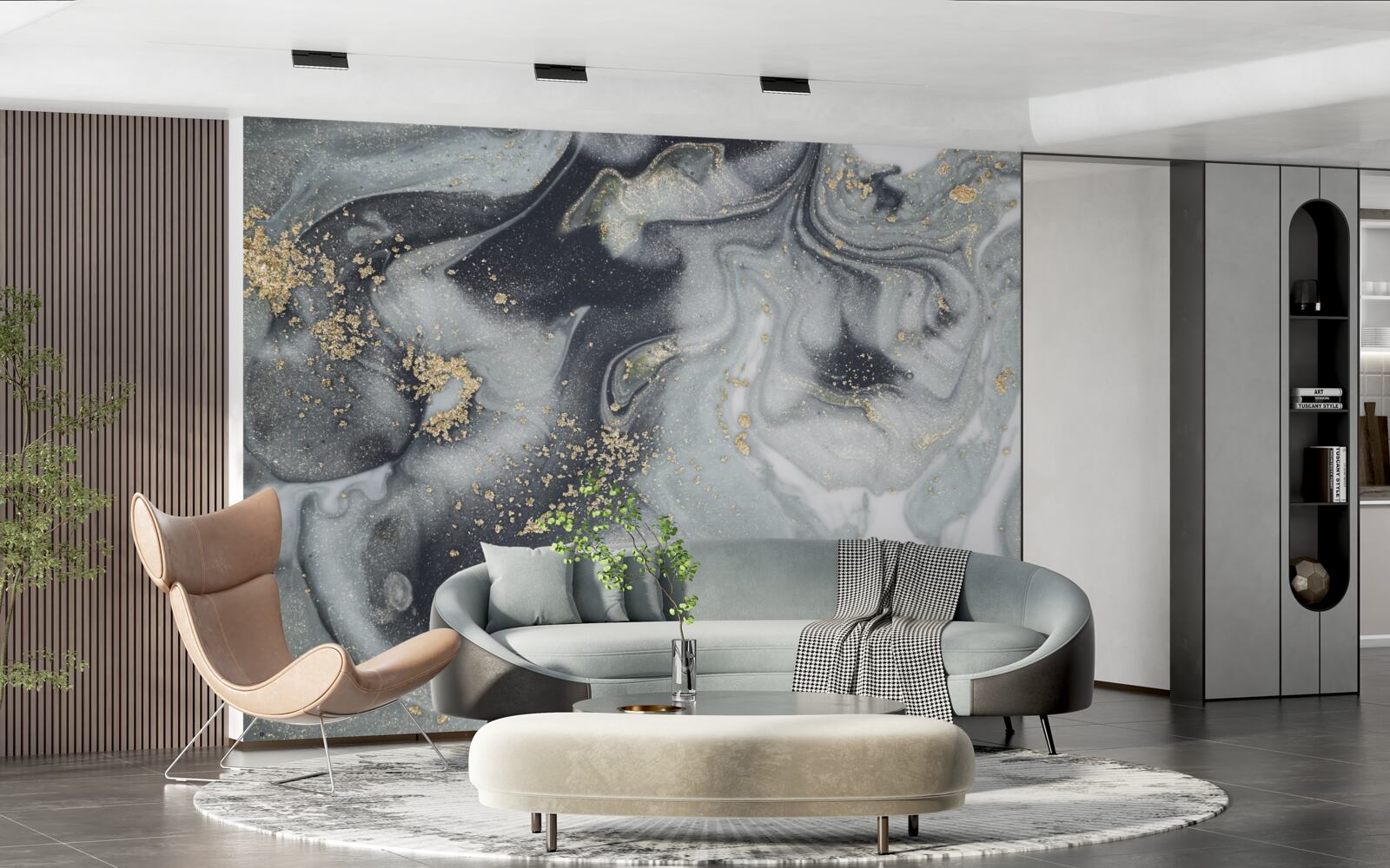 Fototapeta złote ziarna piasku na szarej marmurowej powierzchni