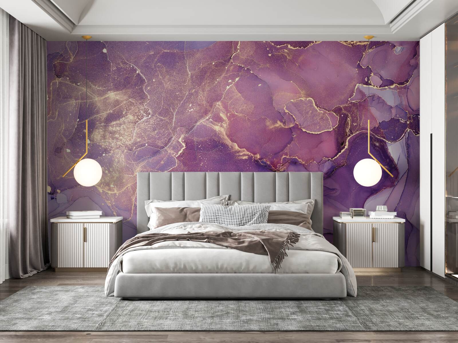 Fototapeta marmurowe tło w kolorze złotym z fioletowym odcieniem