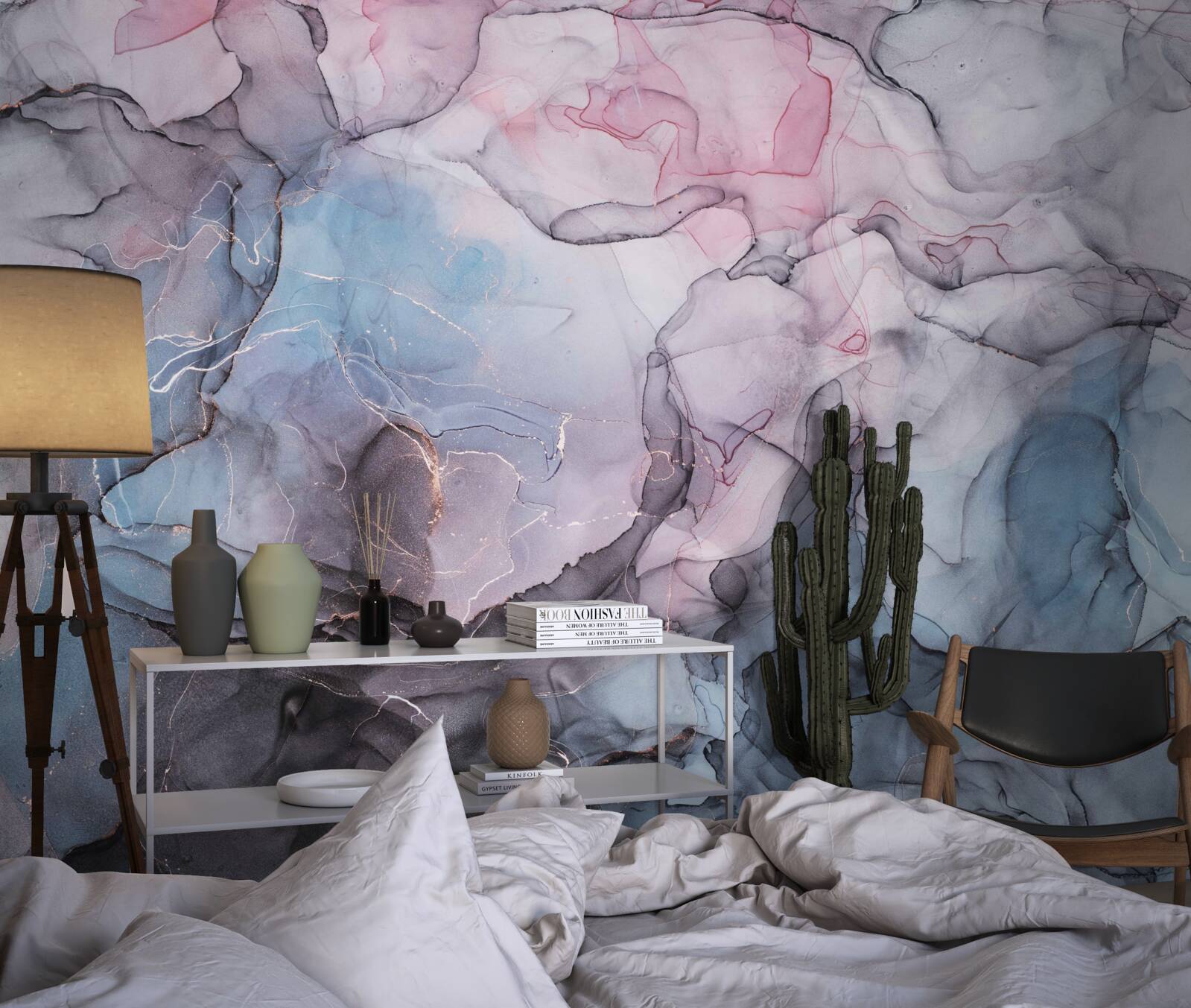 Fototapeta abstrakcyjny marmur w odcieniach różu i błękitu