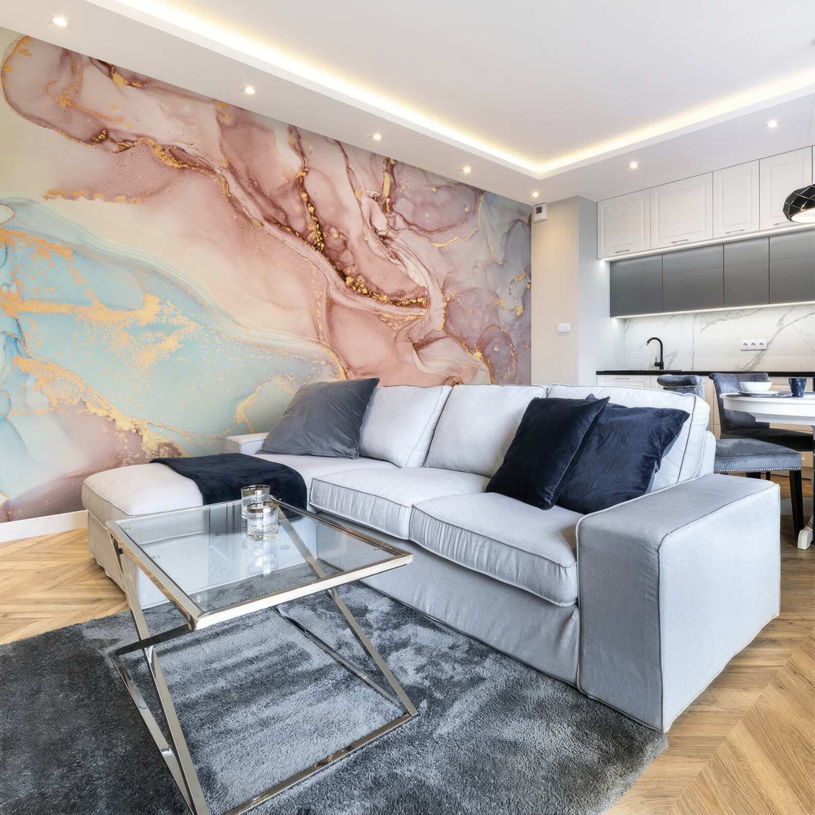 Fototapeta pudrowo różowy płyn