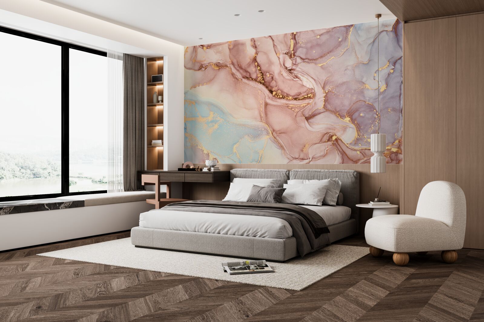 Fototapeta pudrowo różowy płyn