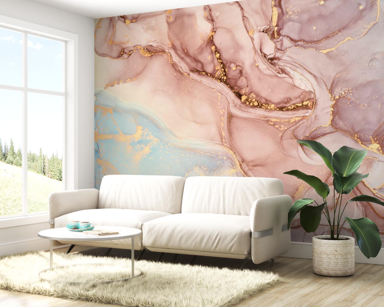 Fototapeta pudrowo różowy płyn