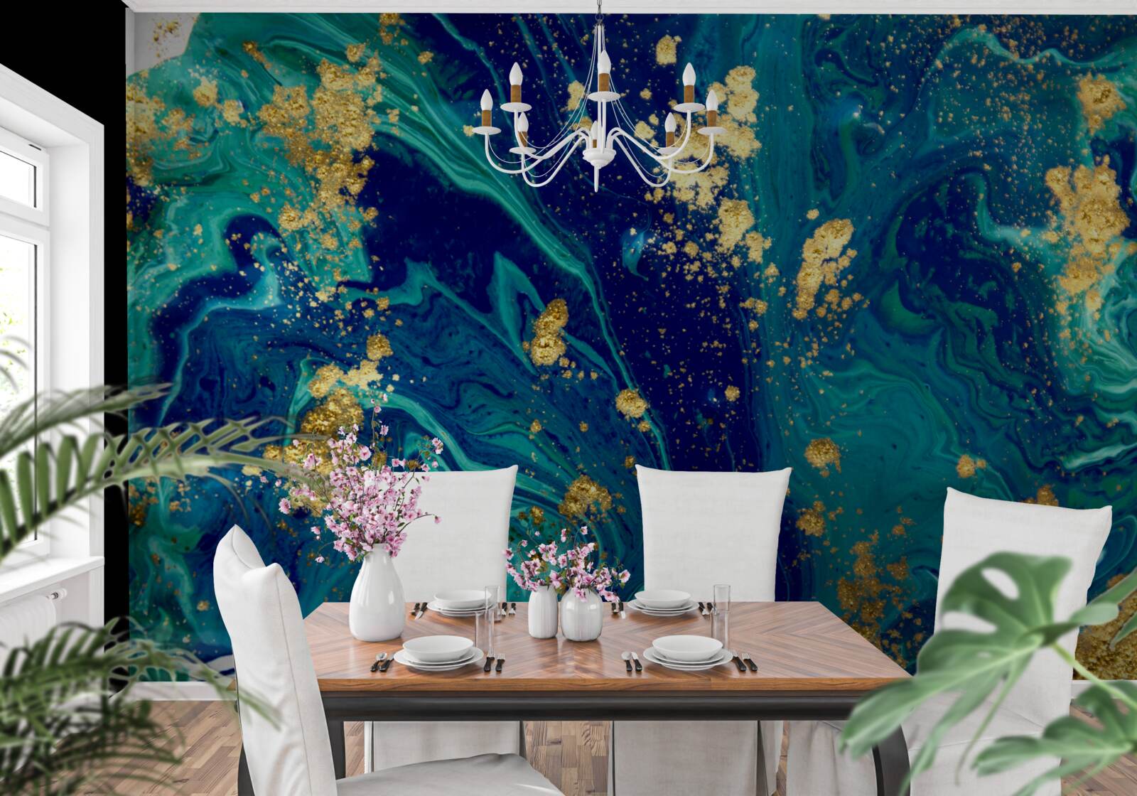 Fototapeta zapierające dech w piersiach tło w ciemnoniebieskich i złotych odcieniach