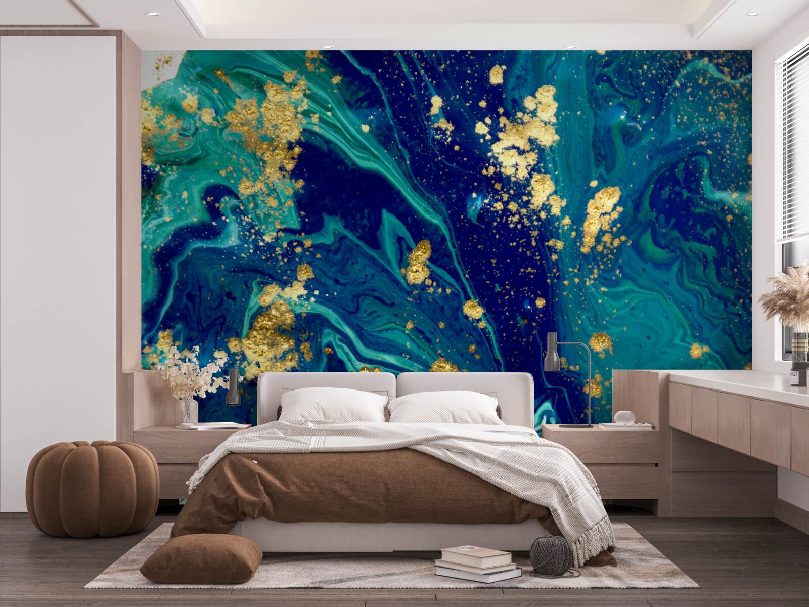 Fototapeta zapierające dech w piersiach tło w ciemnoniebieskich i złotych odcieniach