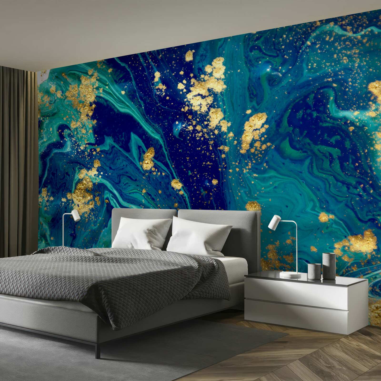 Fototapeta zapierające dech w piersiach tło w ciemnoniebieskich i złotych odcieniach