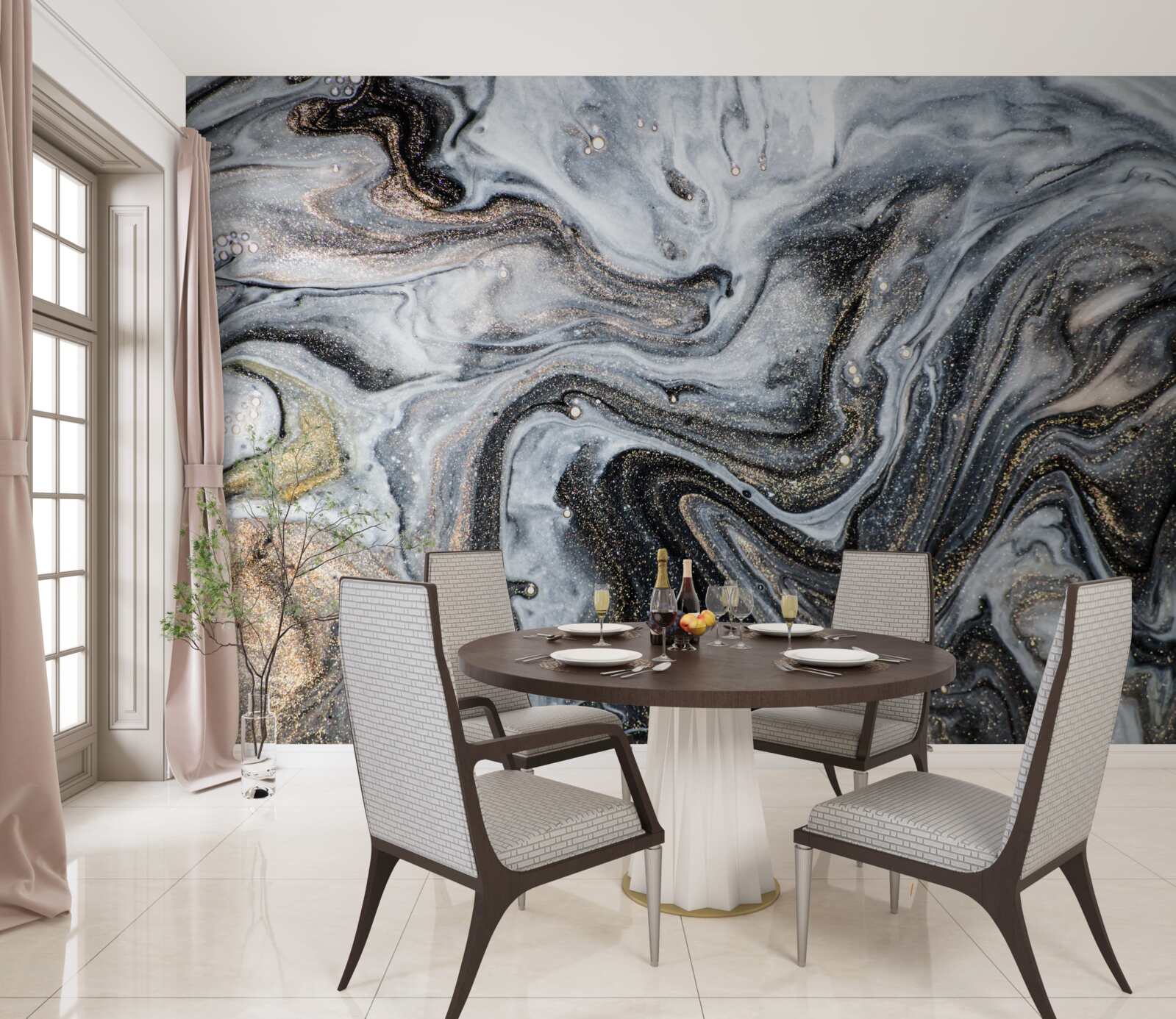 Fototapeta czarny marmur ze złotymi żyłkami