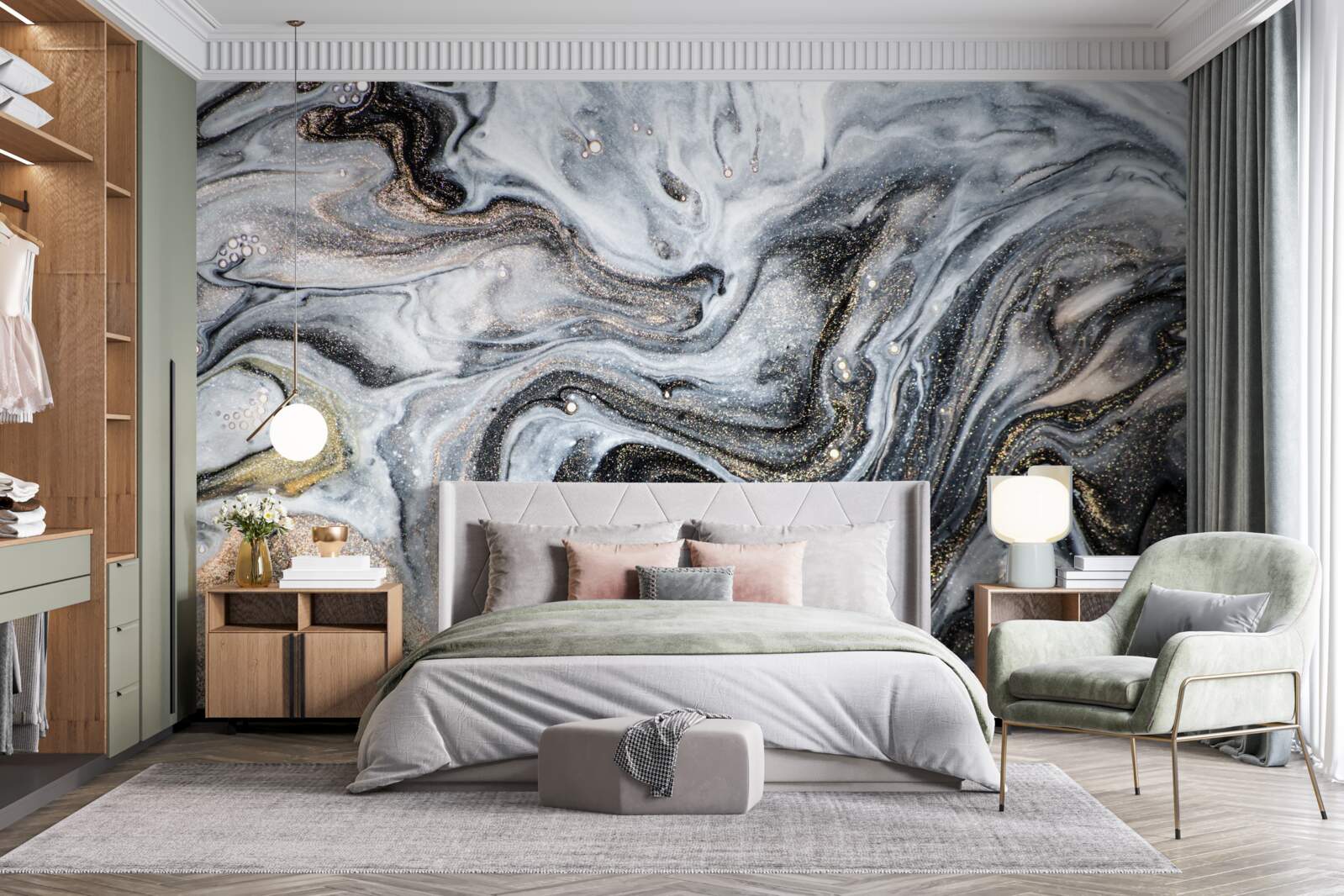 Fototapeta czarny marmur ze złotymi żyłkami