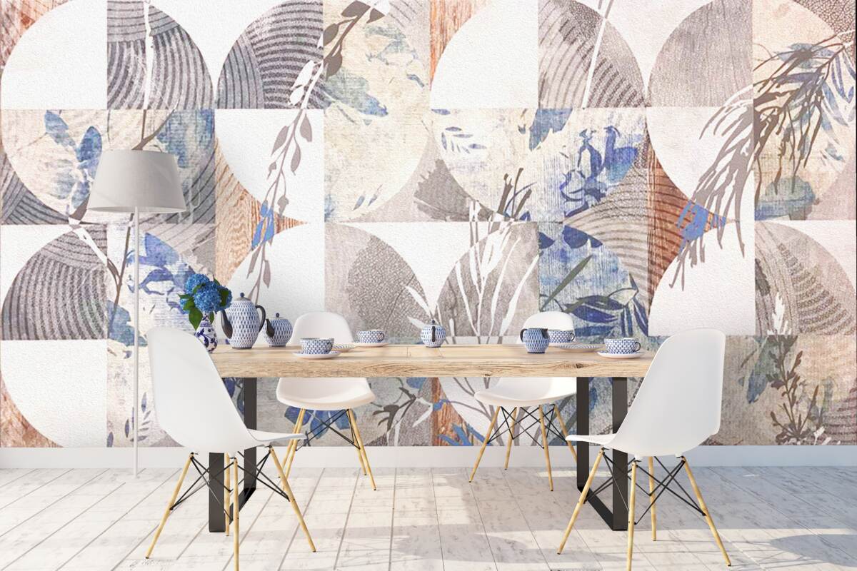 Fototapeta abstrakcyjne tło z nadrukami jesiennych liści