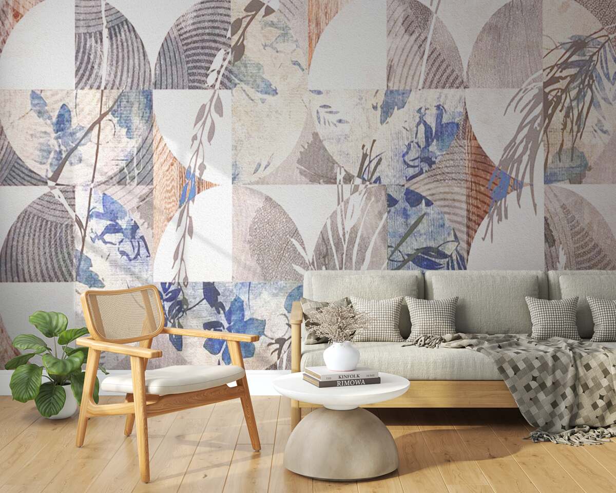 Fototapeta abstrakcyjne tło z nadrukami jesiennych liści