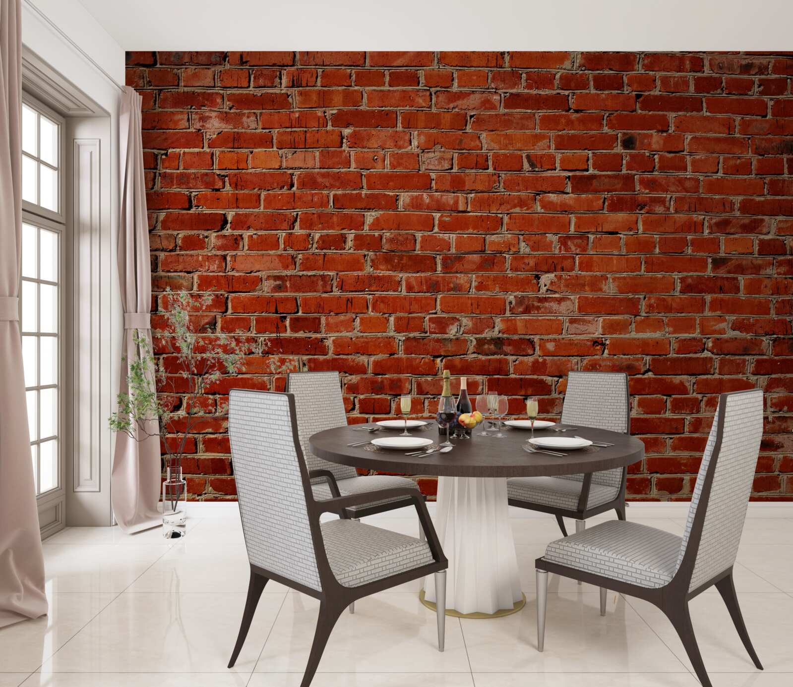 Fototapeta Ściana pomalowana na głęboką czerwień, przypominającą ciemną cegłę