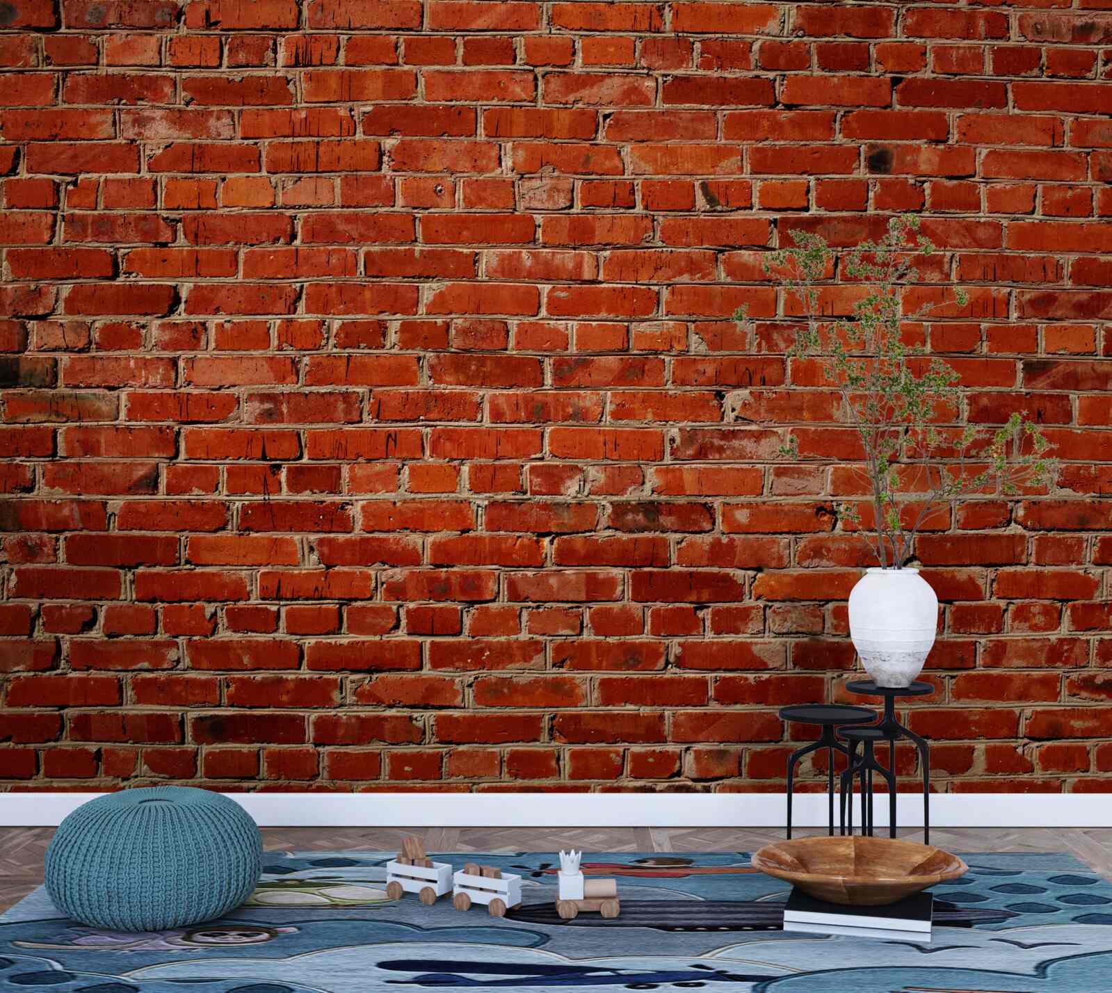 Fototapeta Ściana pomalowana na głęboką czerwień, przypominającą ciemną cegłę