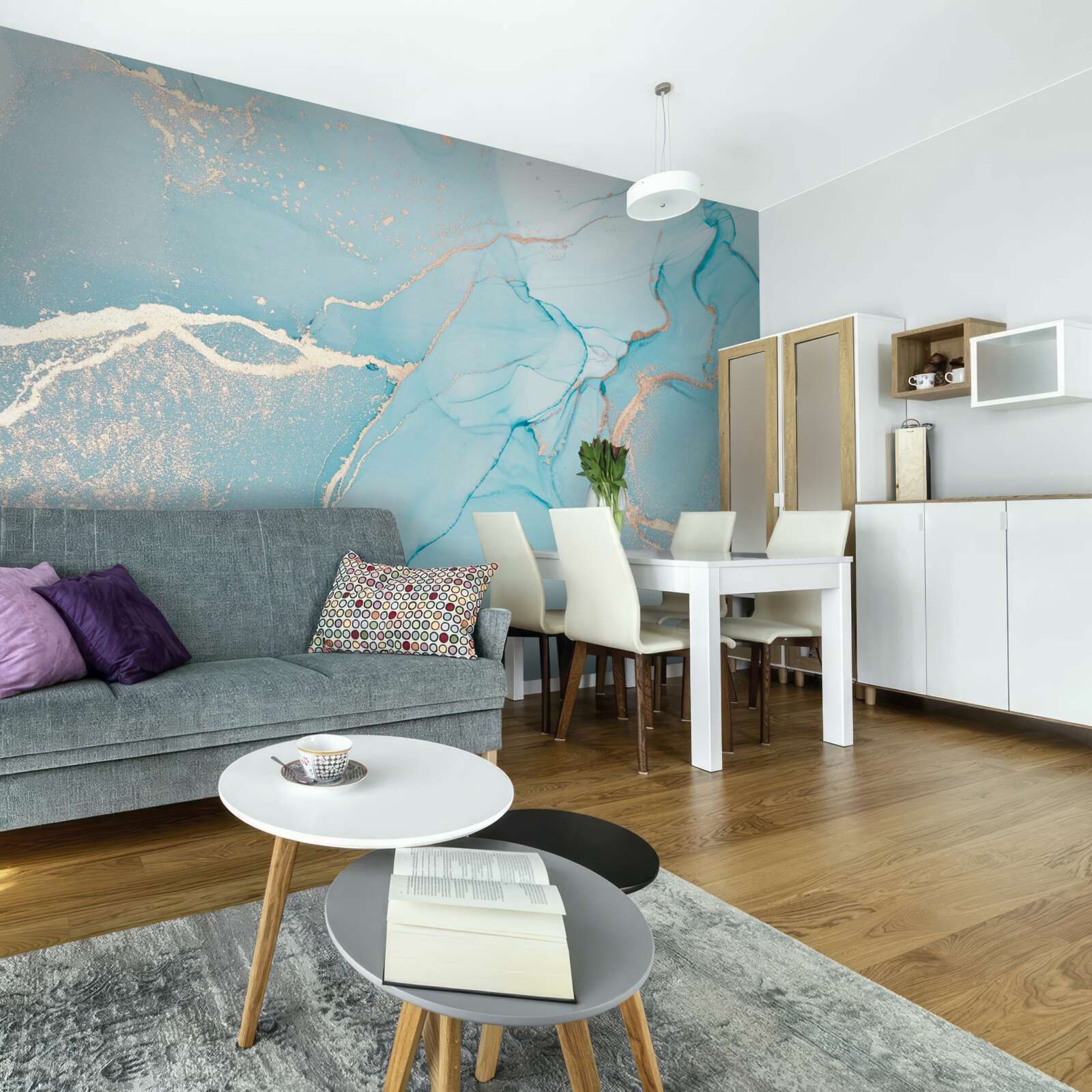 Fototapeta marmur w odcieniach błękitu i turkusu