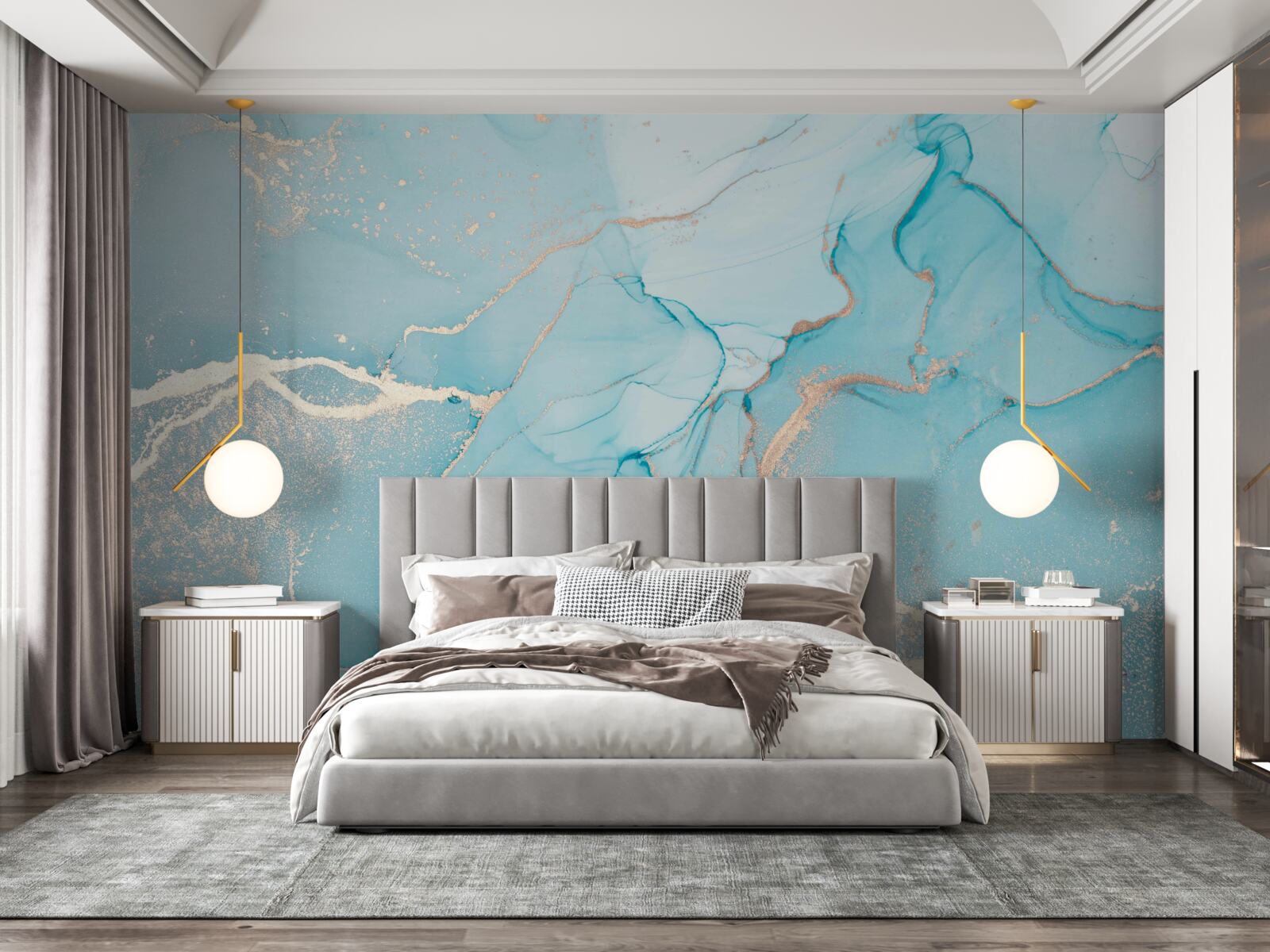 Fototapeta marmur w odcieniach błękitu i turkusu