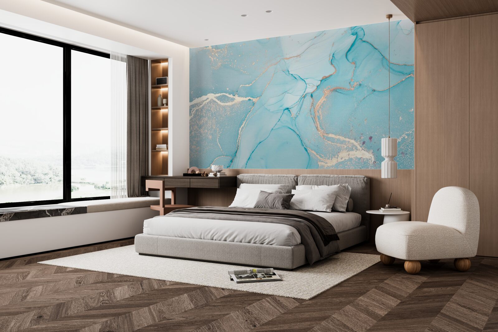 Fototapeta marmur w odcieniach błękitu i turkusu