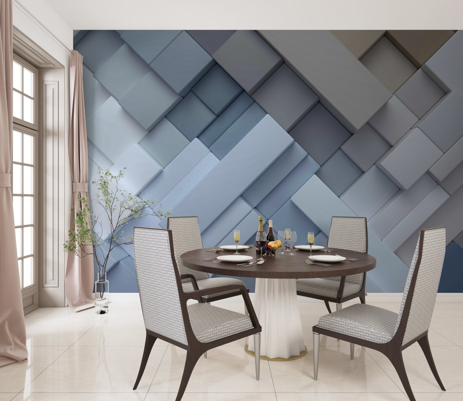 Fototapeta abstrakcyjny obraz w niebieskich kolorach o prostokątnym kształcie