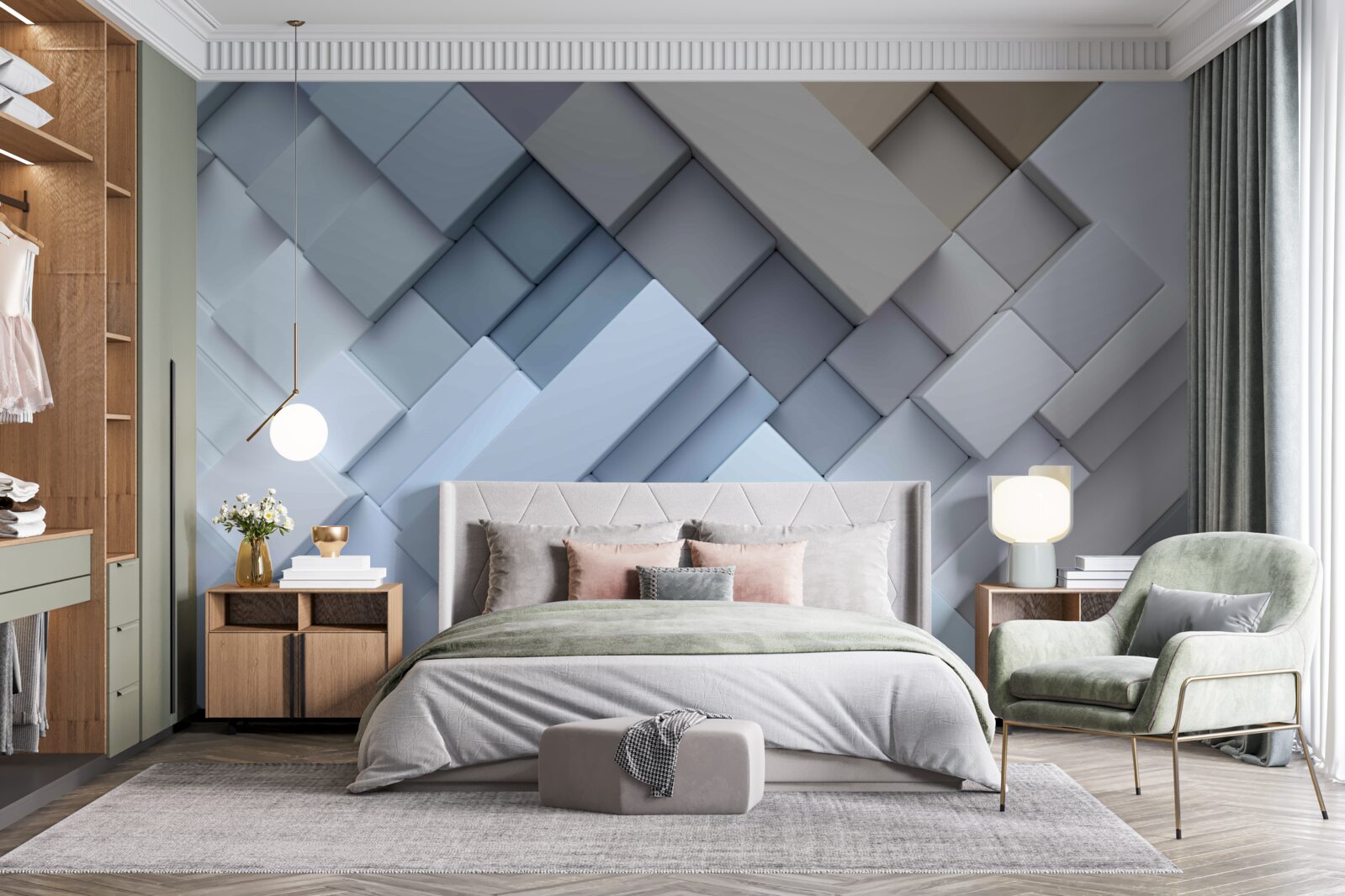 Fototapeta abstrakcyjny obraz w niebieskich kolorach o prostokątnym kształcie