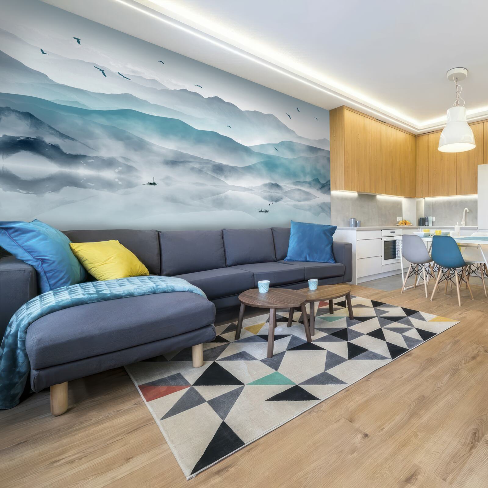 Fototapeta krawędź mgły opada na powierzchnię wody