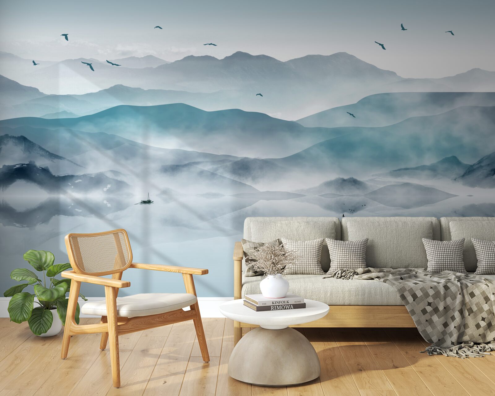 Fototapeta krawędź mgły opada na powierzchnię wody