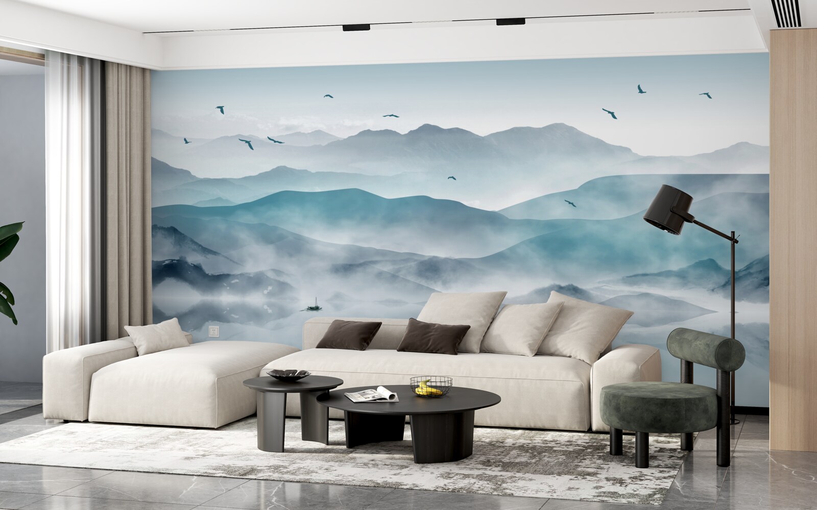 Fototapeta krawędź mgły opada na powierzchnię wody