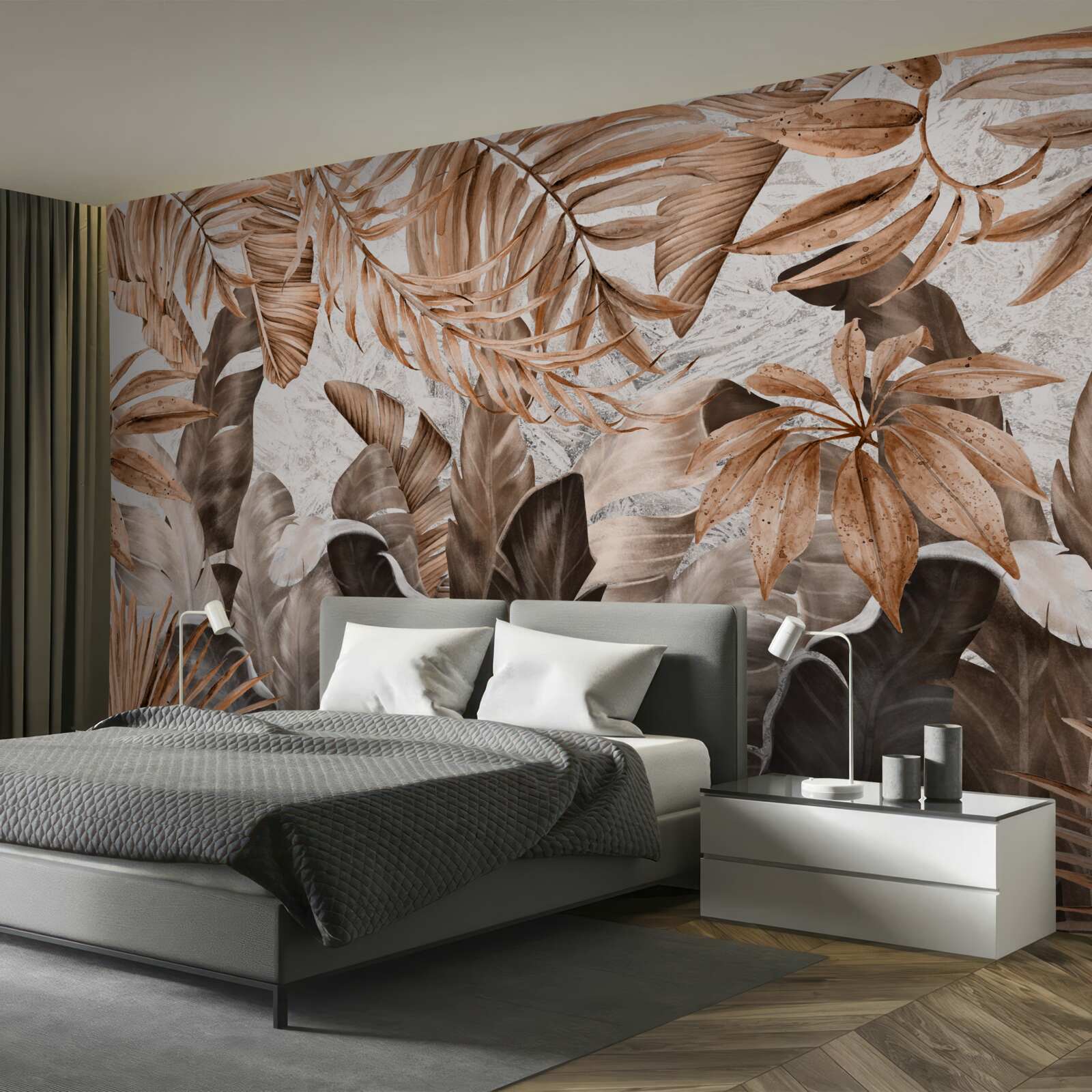 Fototapeta liście miedziane i brązowe