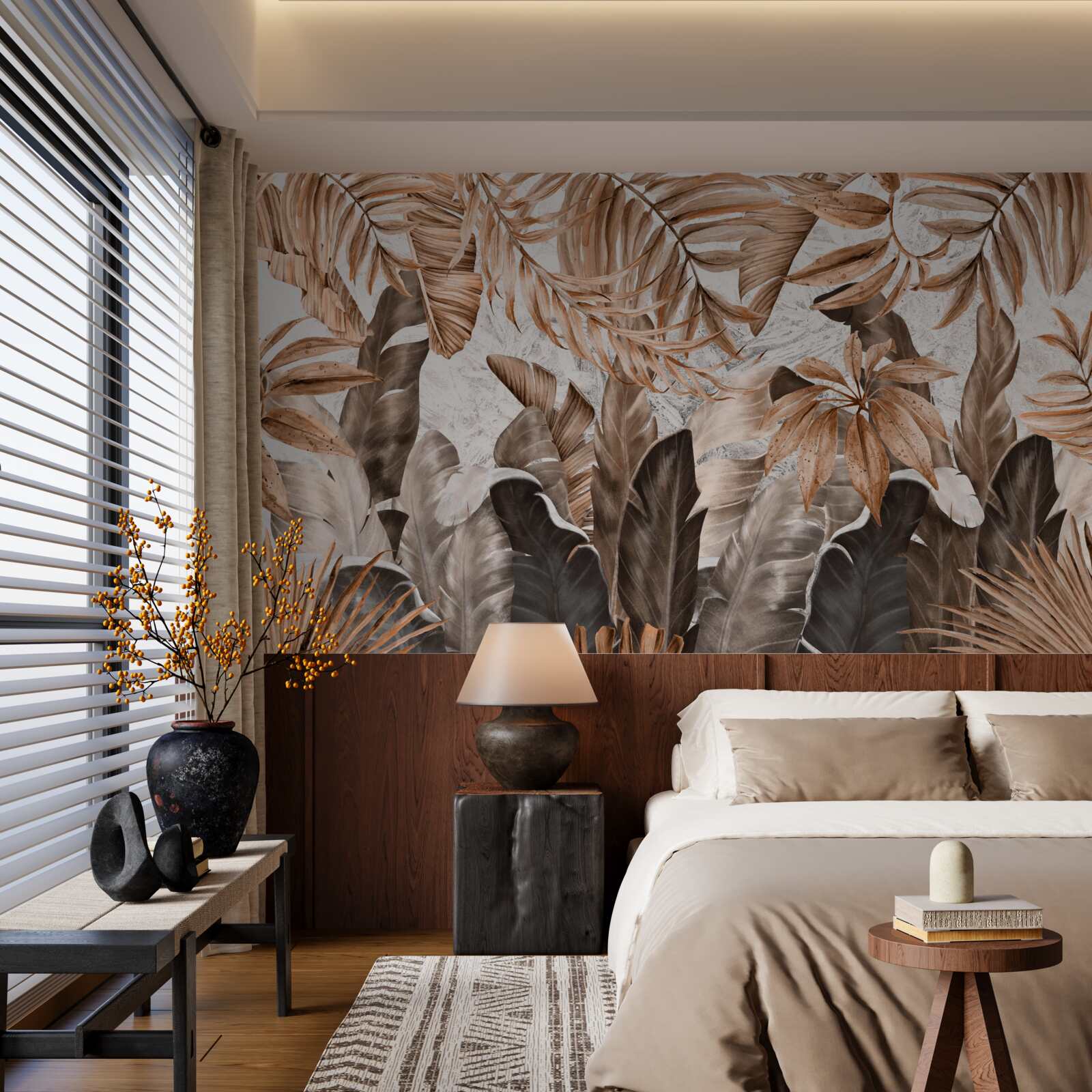 Fototapeta liście miedziane i brązowe