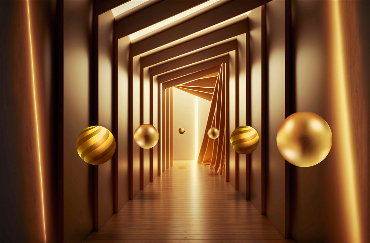 Fototapeta brązowe kule w brązowym tunelu