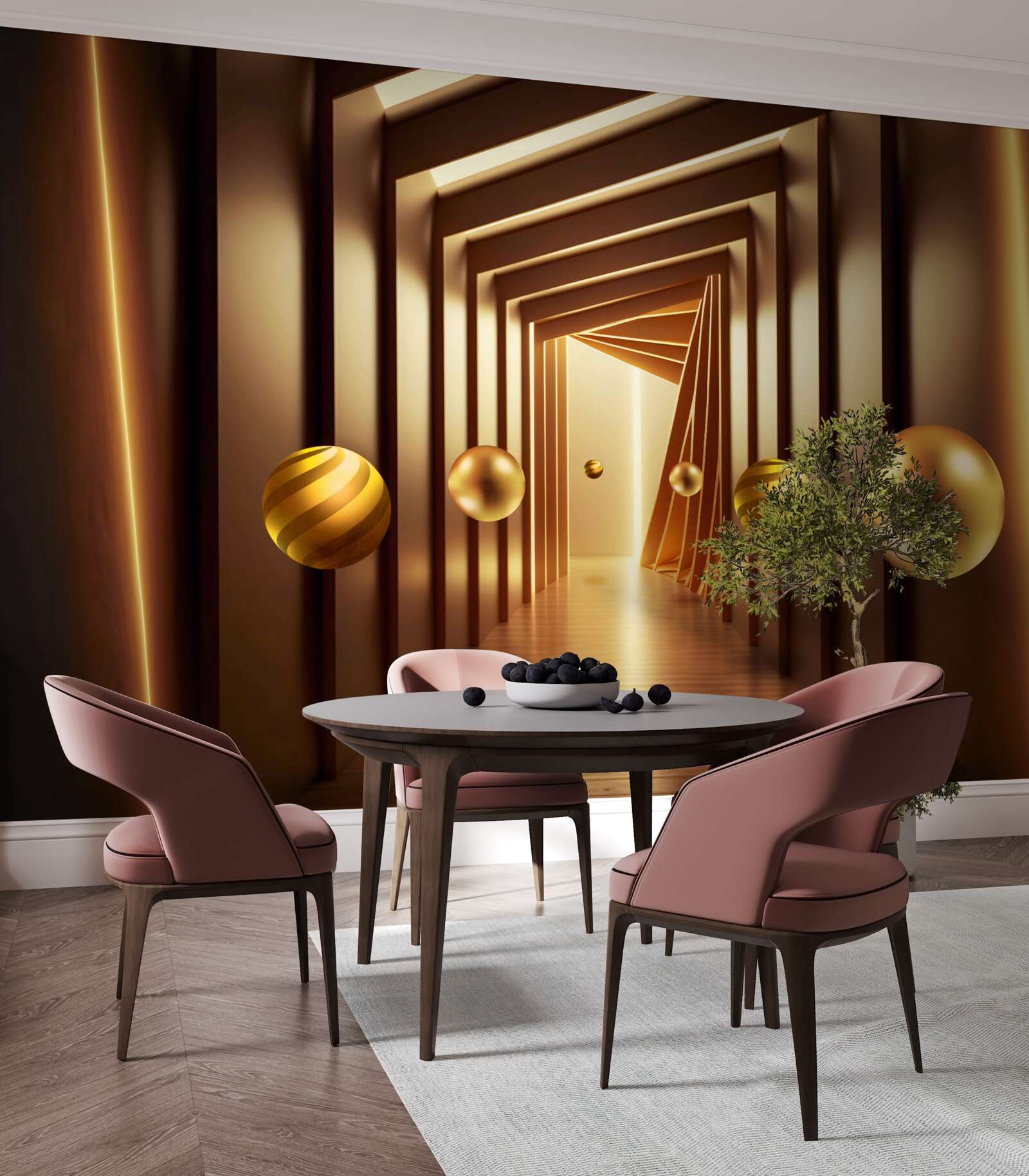 Fototapeta brązowe kule w brązowym tunelu