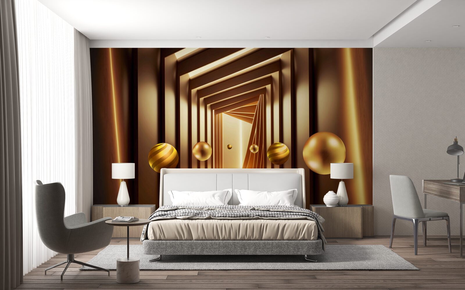 Fototapeta brązowe kule w brązowym tunelu