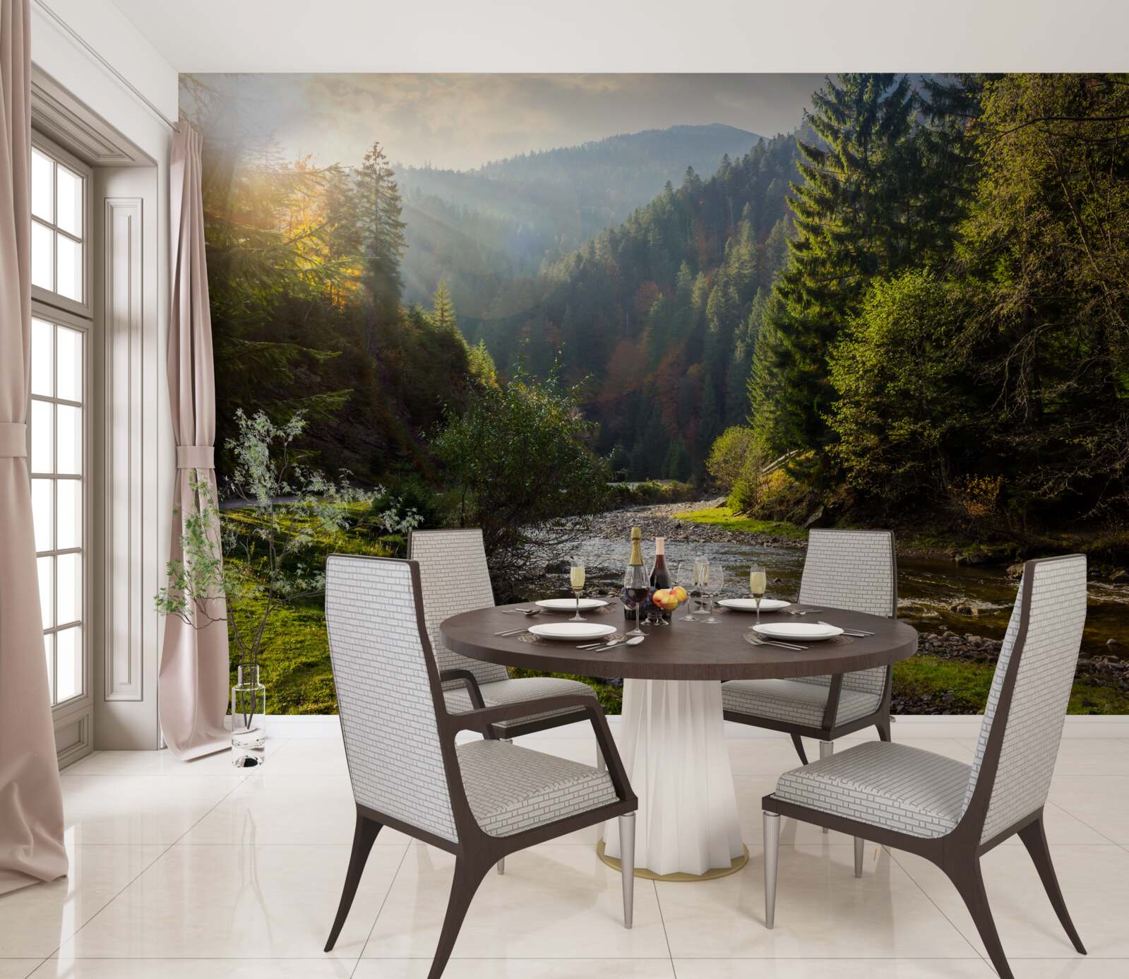 Fototapeta kolorowy szlak górski o wschodzie słońca