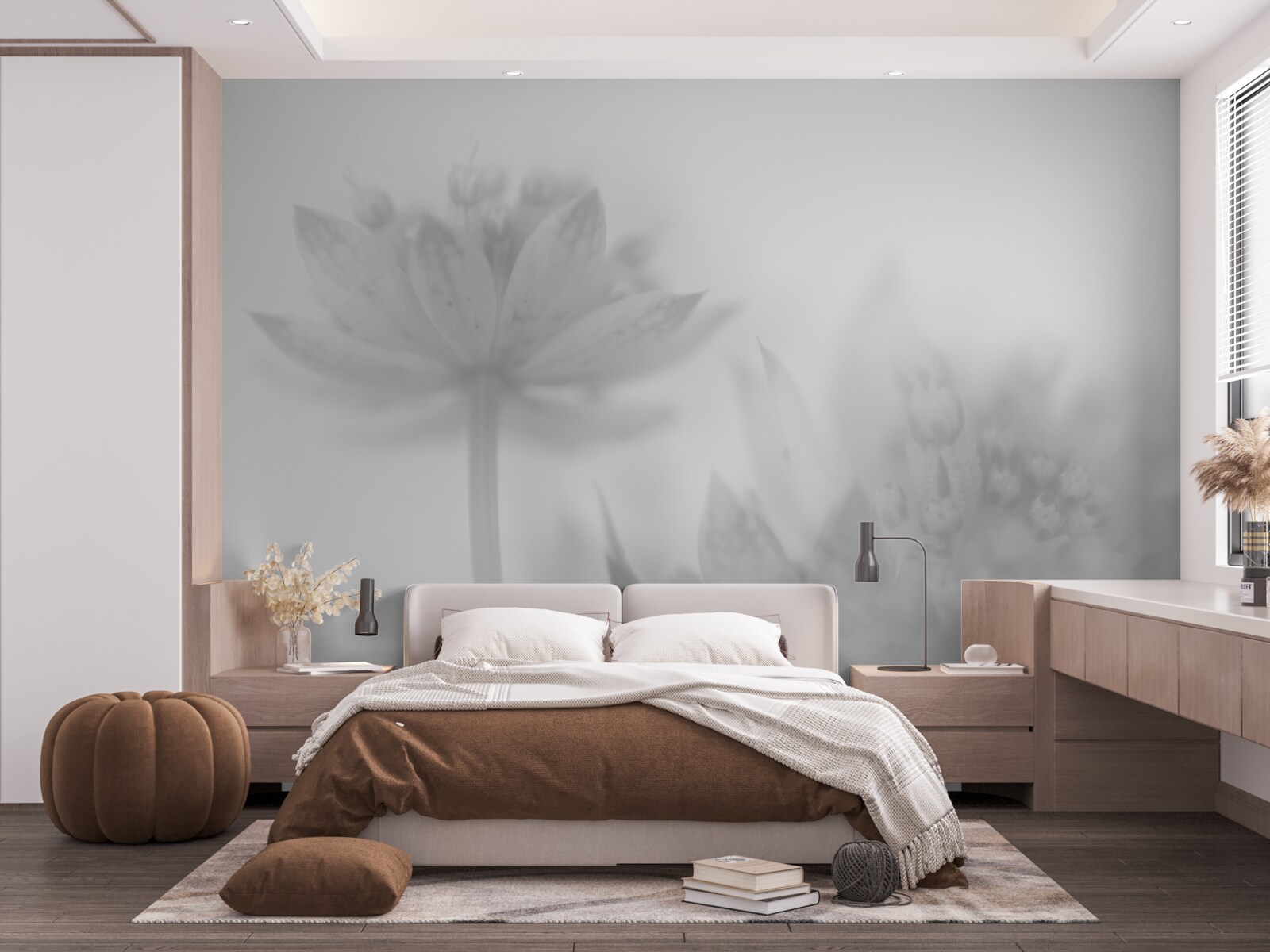 Fototapeta lotosy w odcieniach czerni i bieli