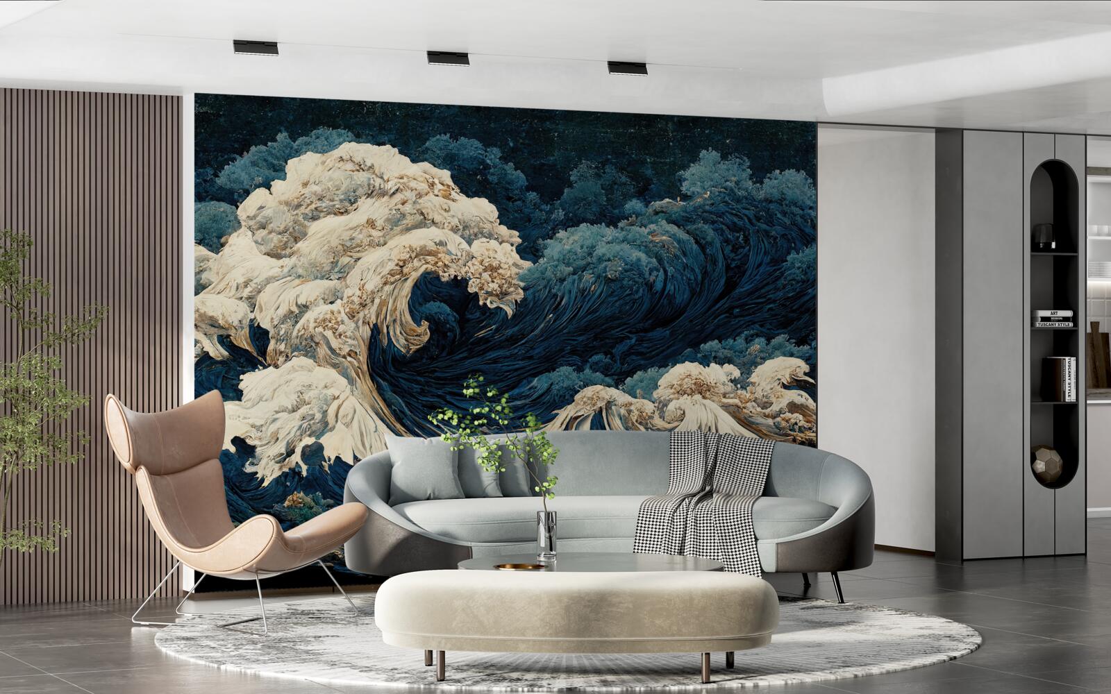 Fototapeta obraz fal oceanu pod nocnym niebem