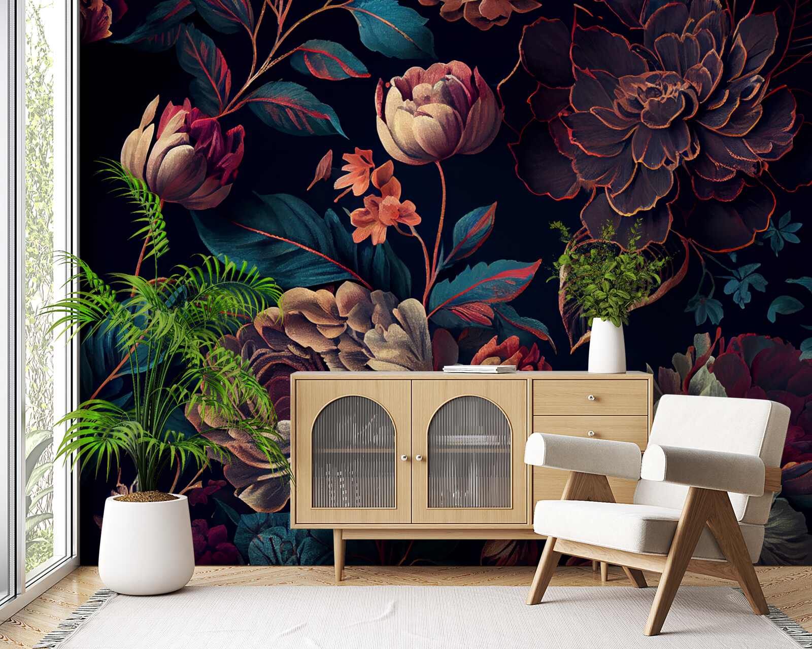 Fototapeta mieszanka ciemnych pięknych kwiatów